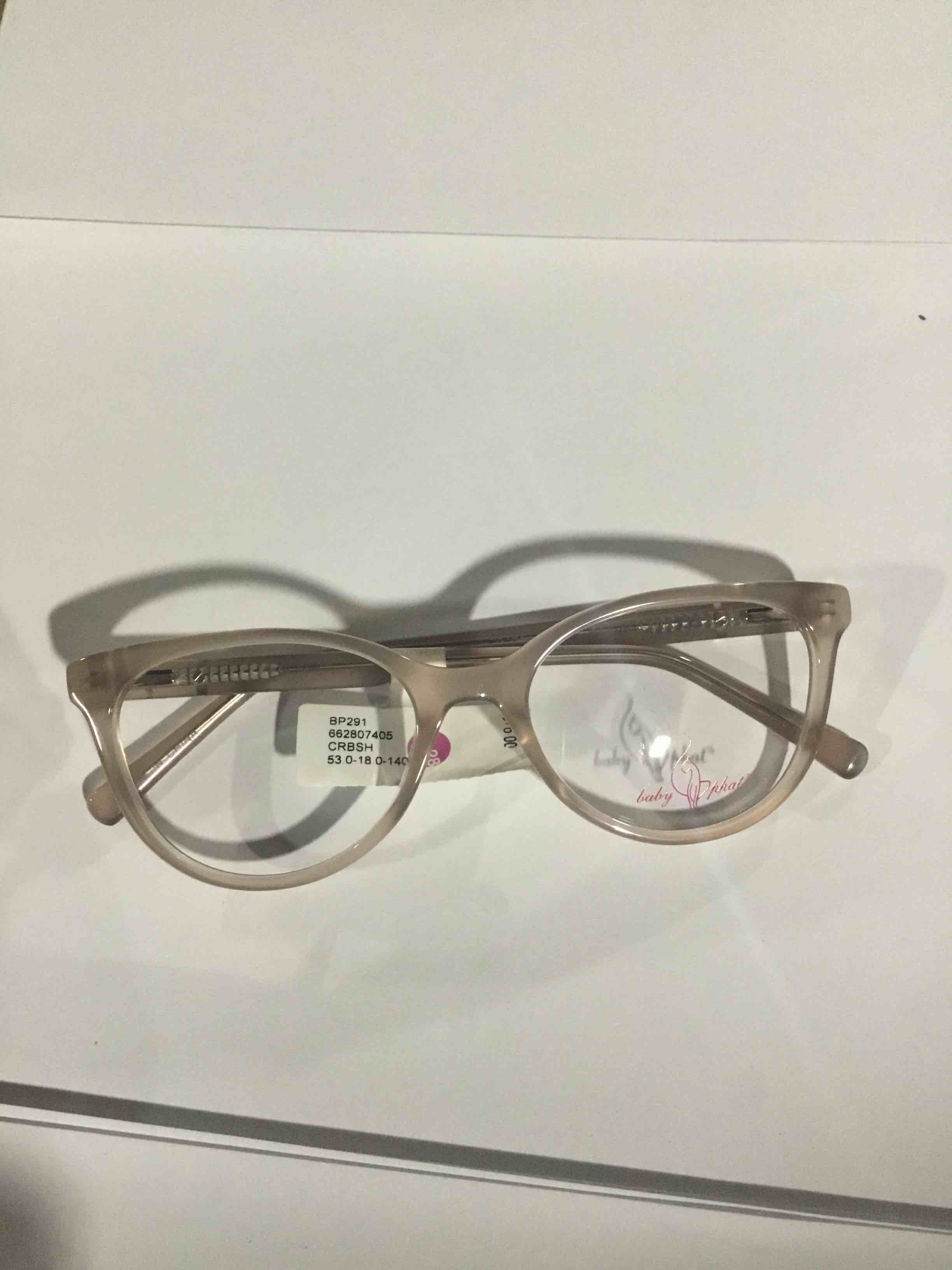 Condition photo showing New/Like New for Baby Phat Women's BV291 Cat Eye Prescription Eyeglasses with Case, Crystal Blush