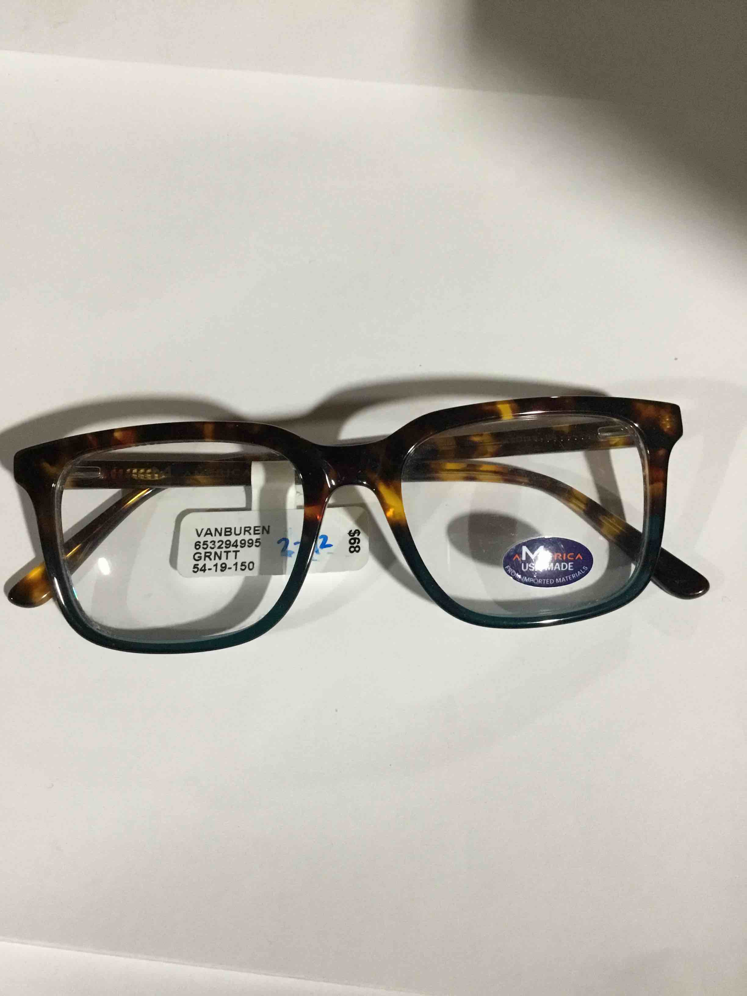 Condition photo showing New/Like New for M America Men's VanBuren Square Prescription Eyeglasses