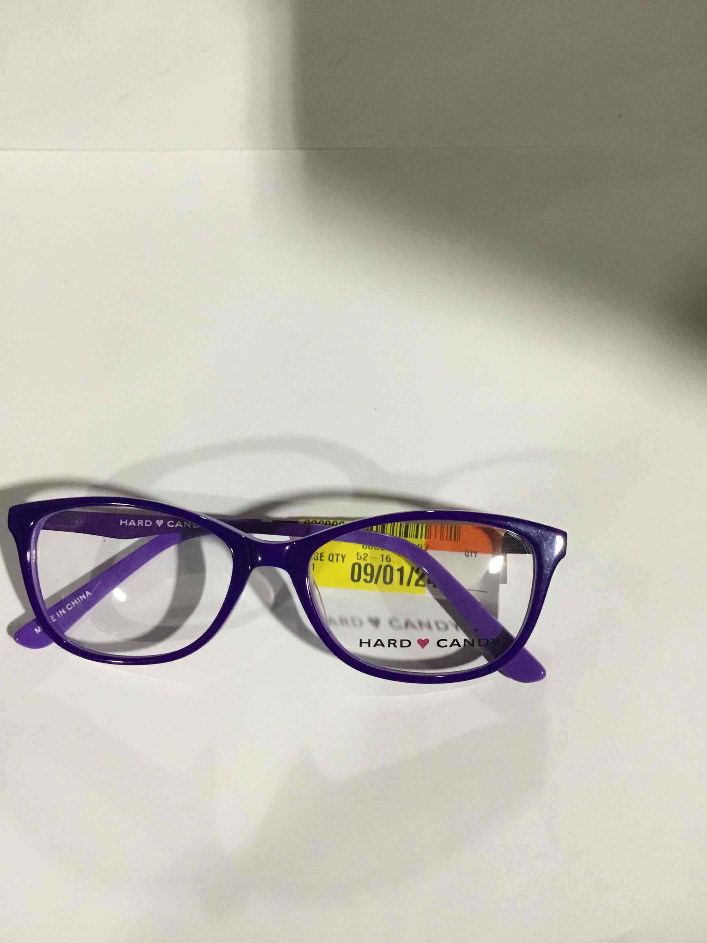 Condition photo showing New/Like New for Hard Candy Women's HC42 Square Prescription Eyeglasses with Case, Purple