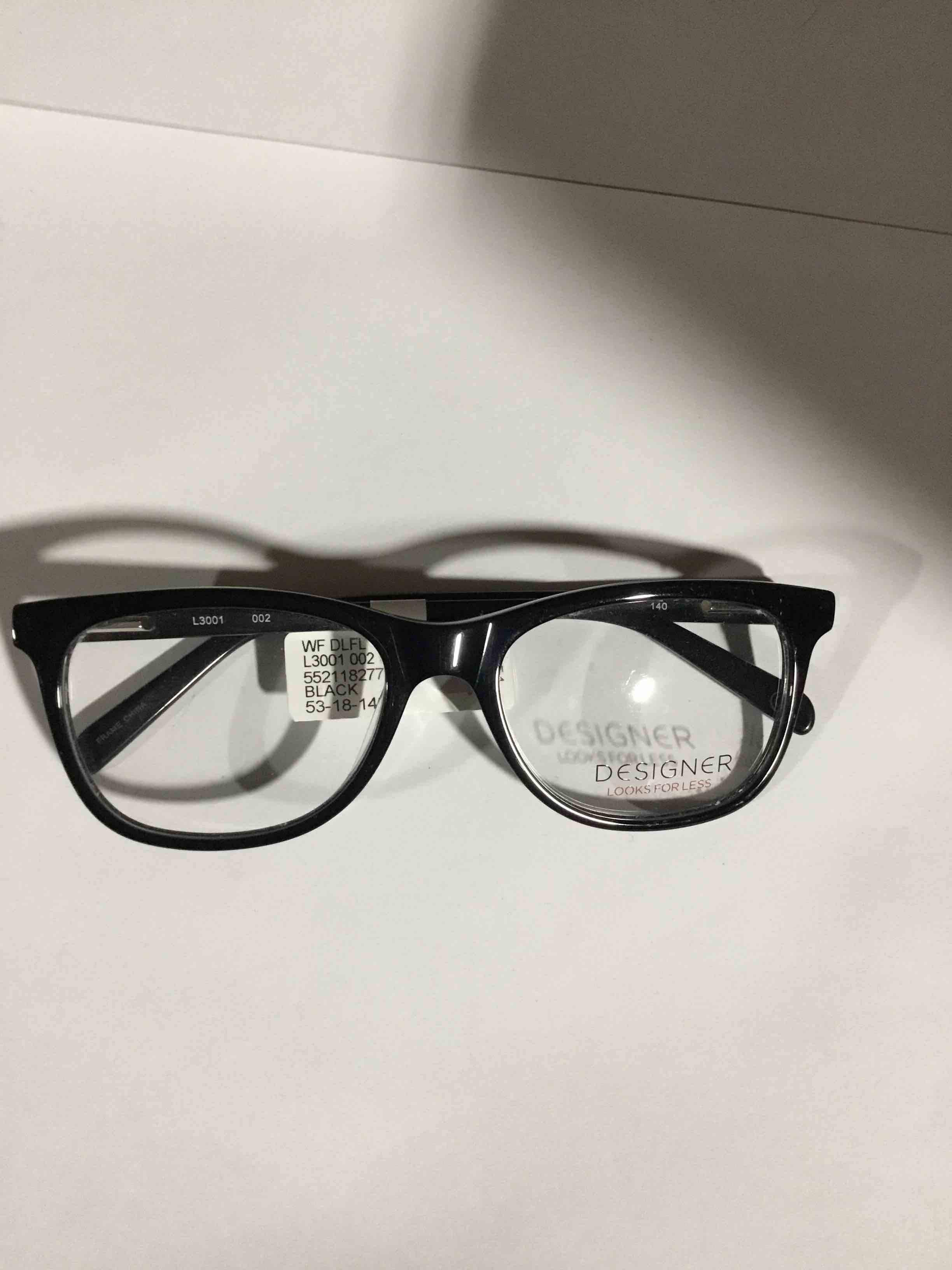 Condition photo showing New/Like New for Designer Looks for Less Womens Prescription Glasses, L3001 Black