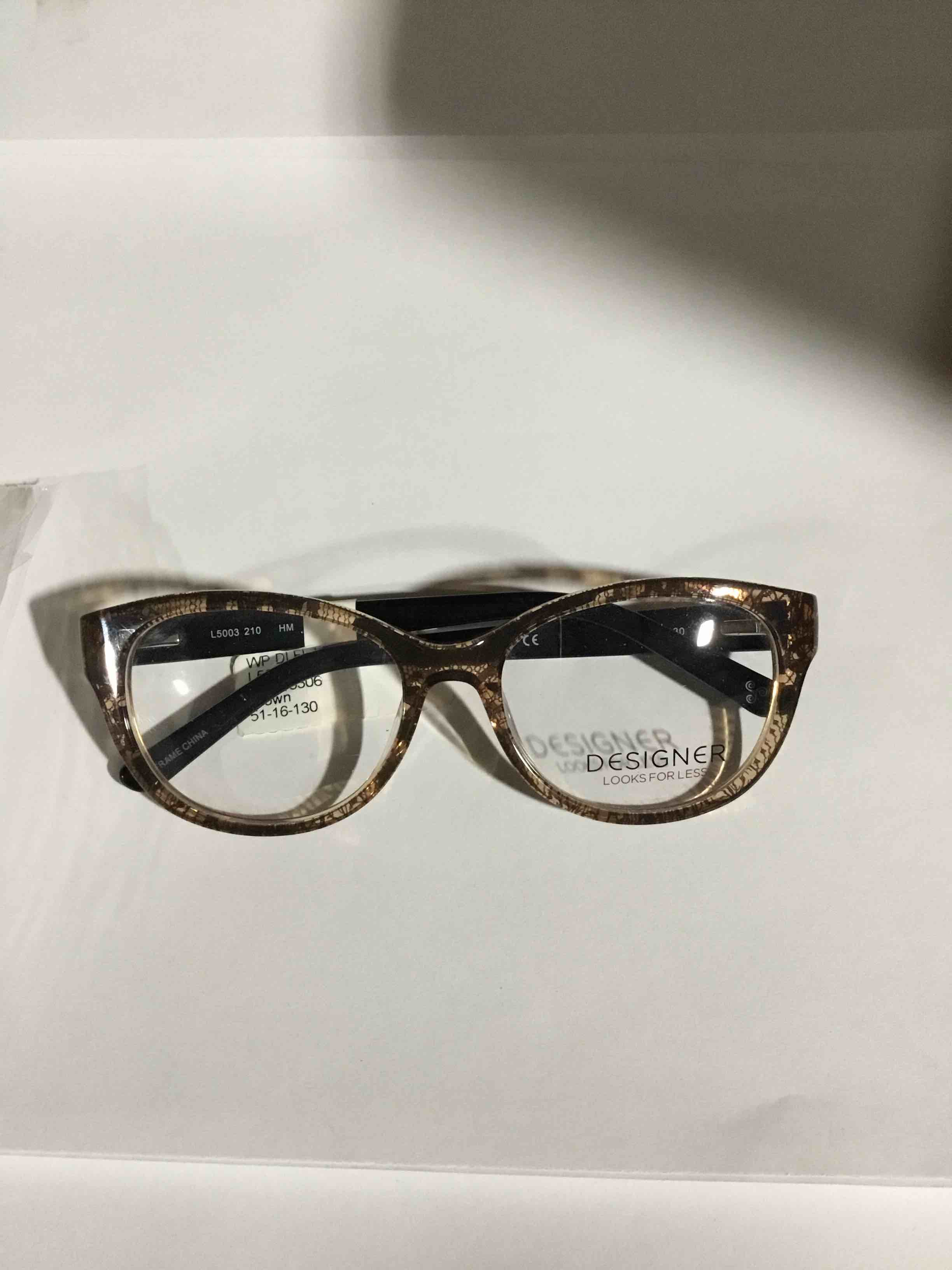 Condition photo showing New/Like New for Designer Looks for Less Womens Prescription Glasses, L5003 Brown
