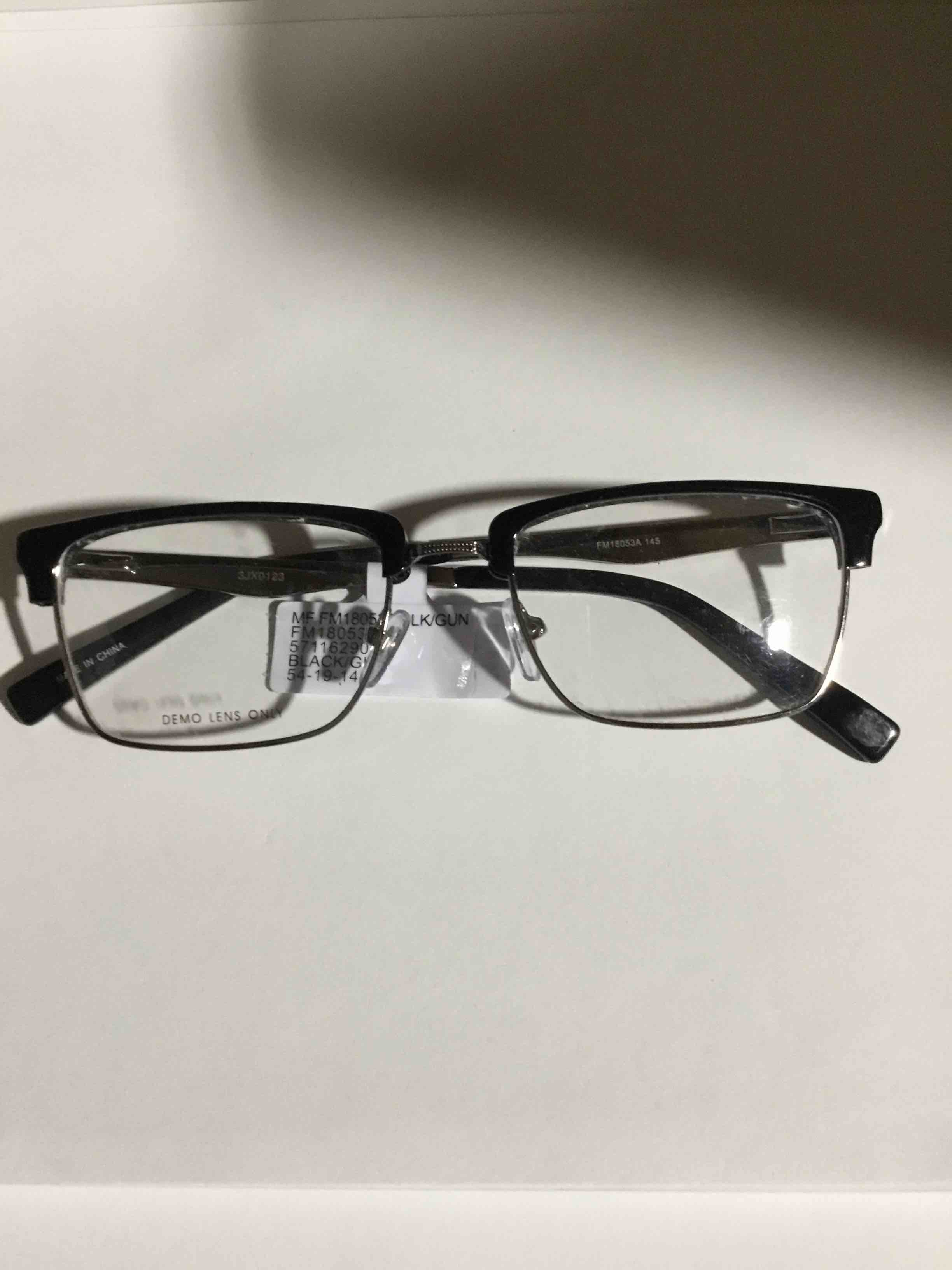 Condition photo showing New/Like New for Walmart Men's FM18053A Browline Prescription Eyeglasses with Case, Black/Silver