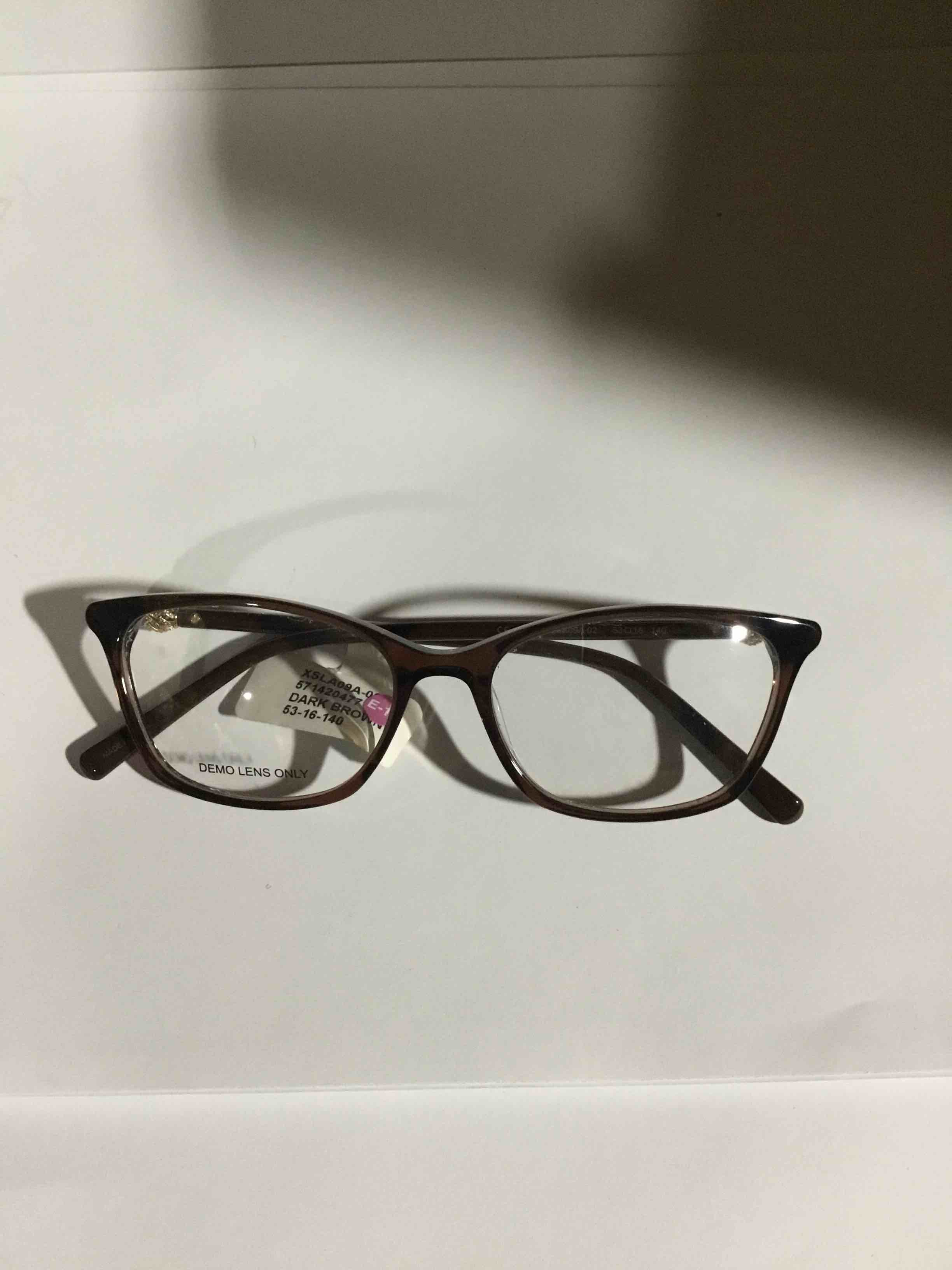 Condition photo showing New/Like New for Walmart Women’s XSLA09A-02 Square Prescription Eyeglasses with Case, Dark Brown