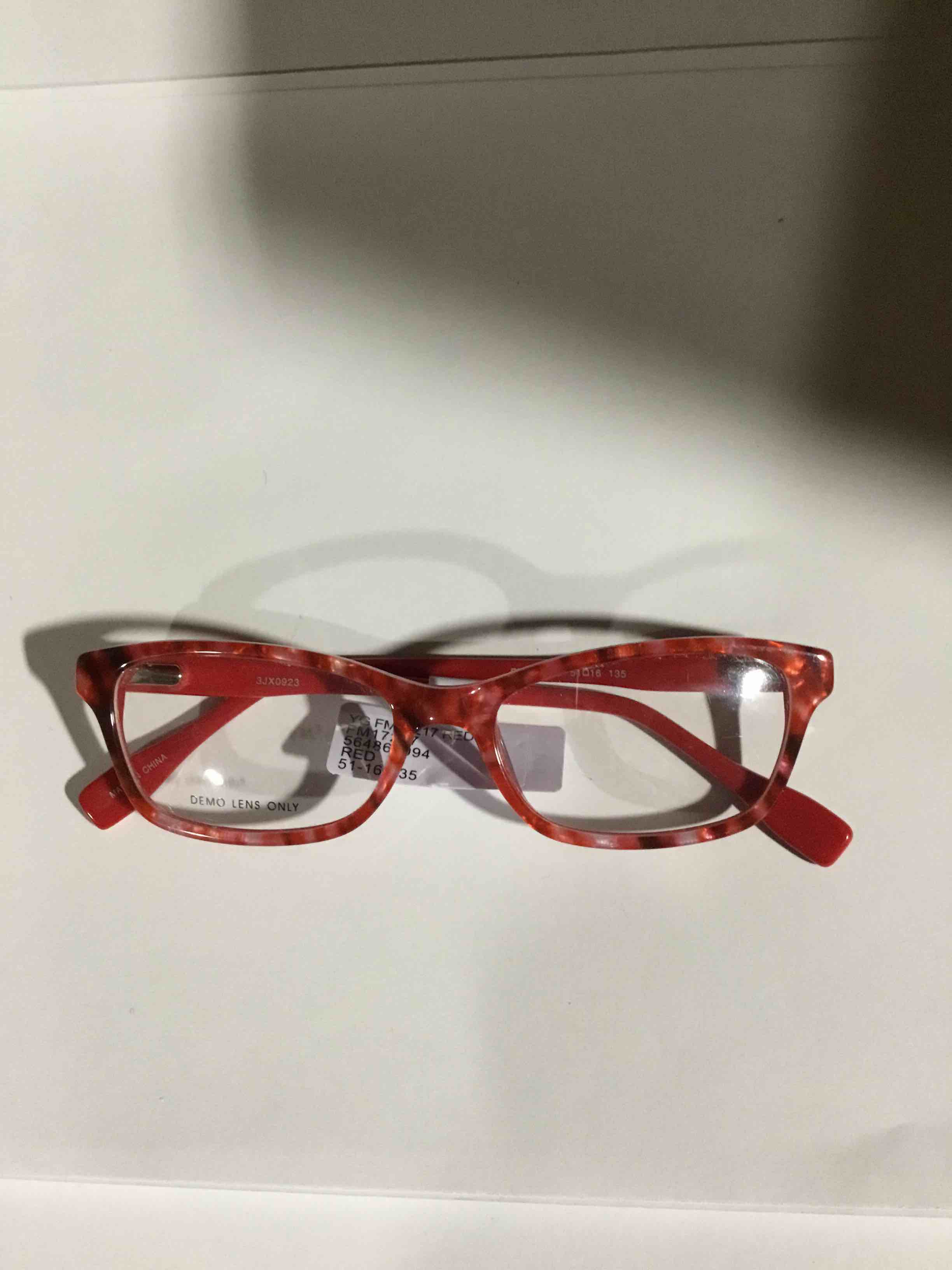 Condition photo showing New/Like New for Walmart Youth FM17217 Rectangular Prescription Eyeglasses with Case, Red