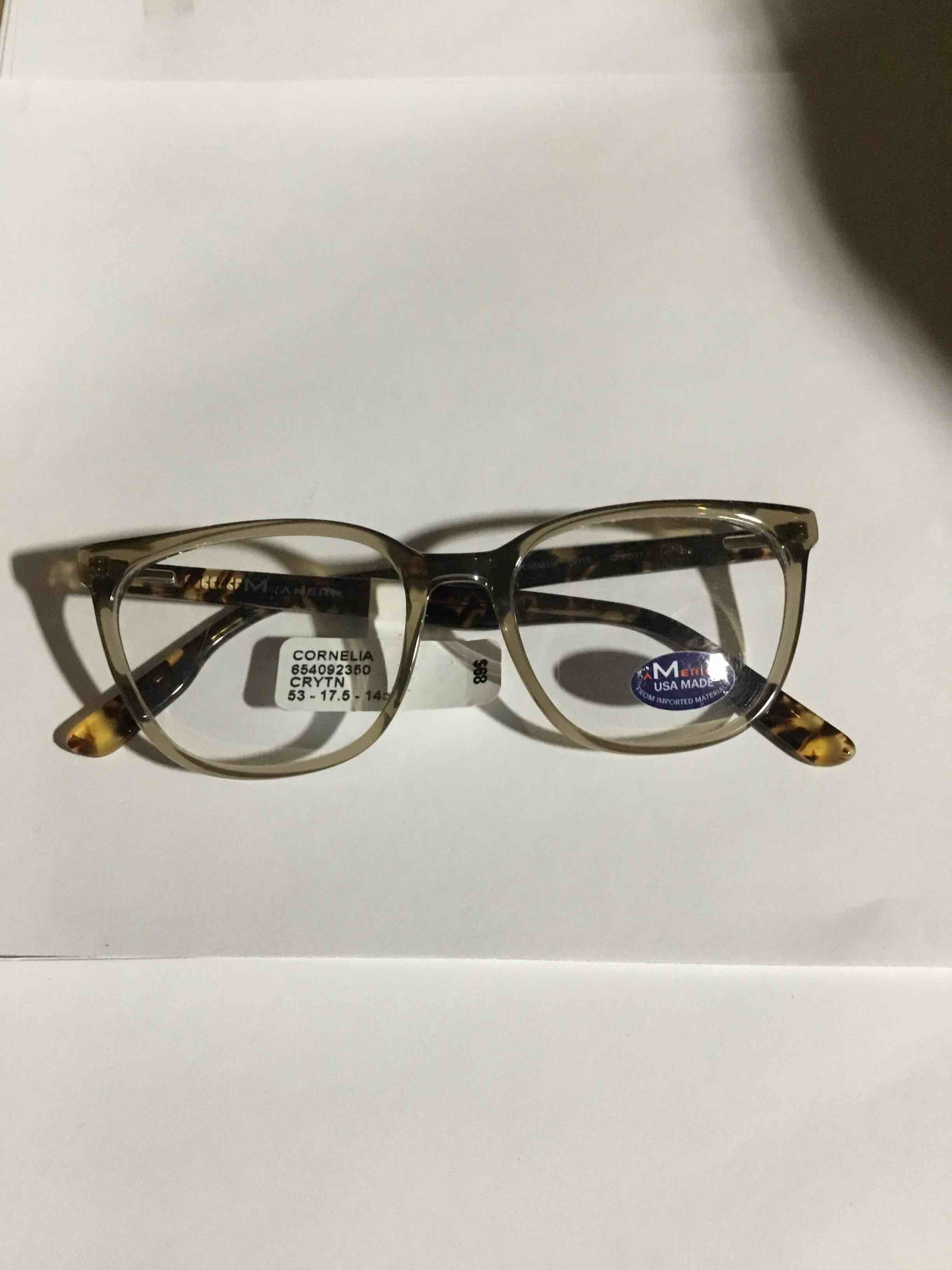 Condition photo showing New/Like New for M America Women's Cornelia Square Prescription Eyeglasses with Case, Brown 