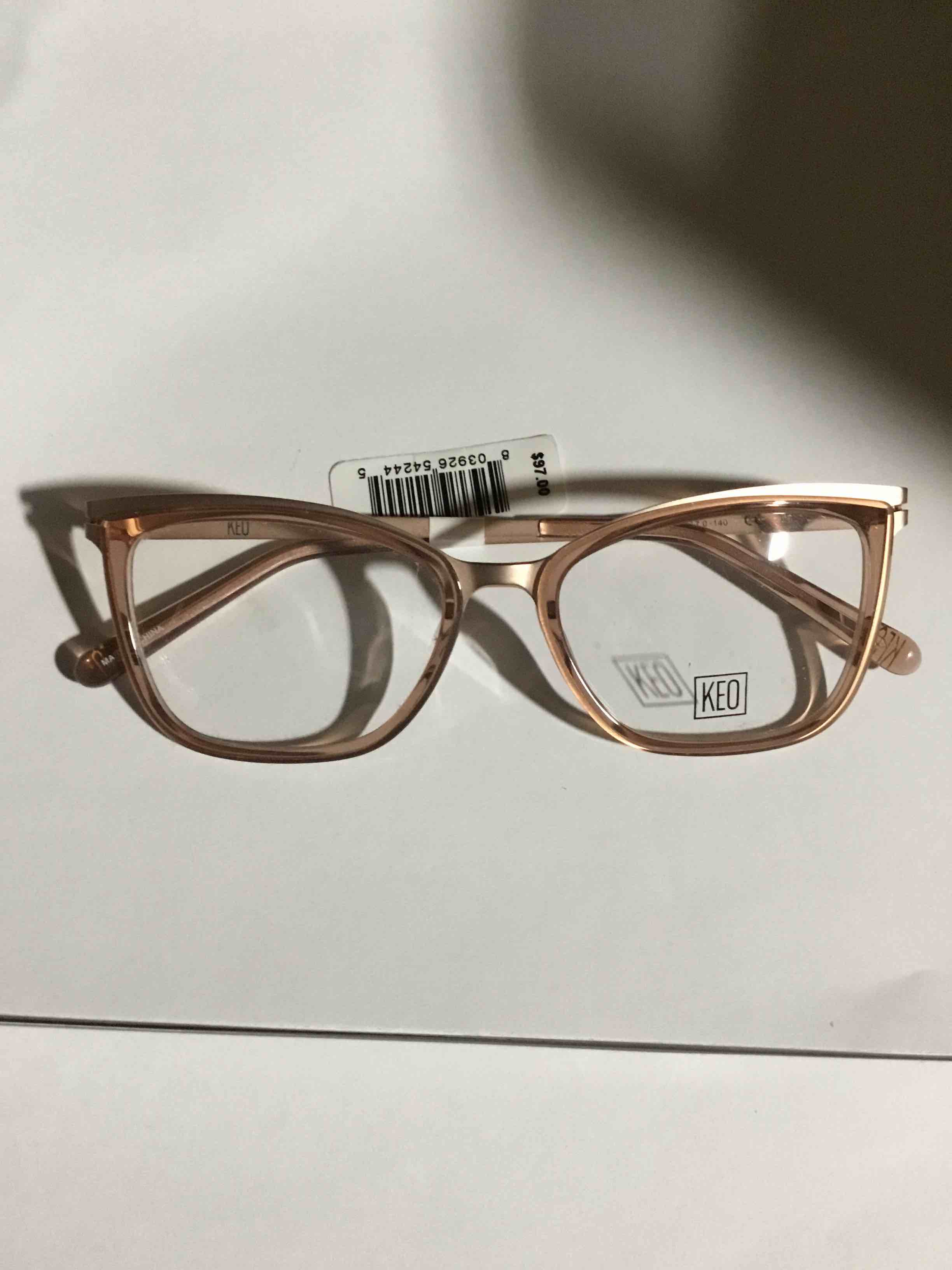 Condition photo showing New/Like New for Keo Women’s Kris Cat Eye Prescription Eyeglasses with Case, Nude