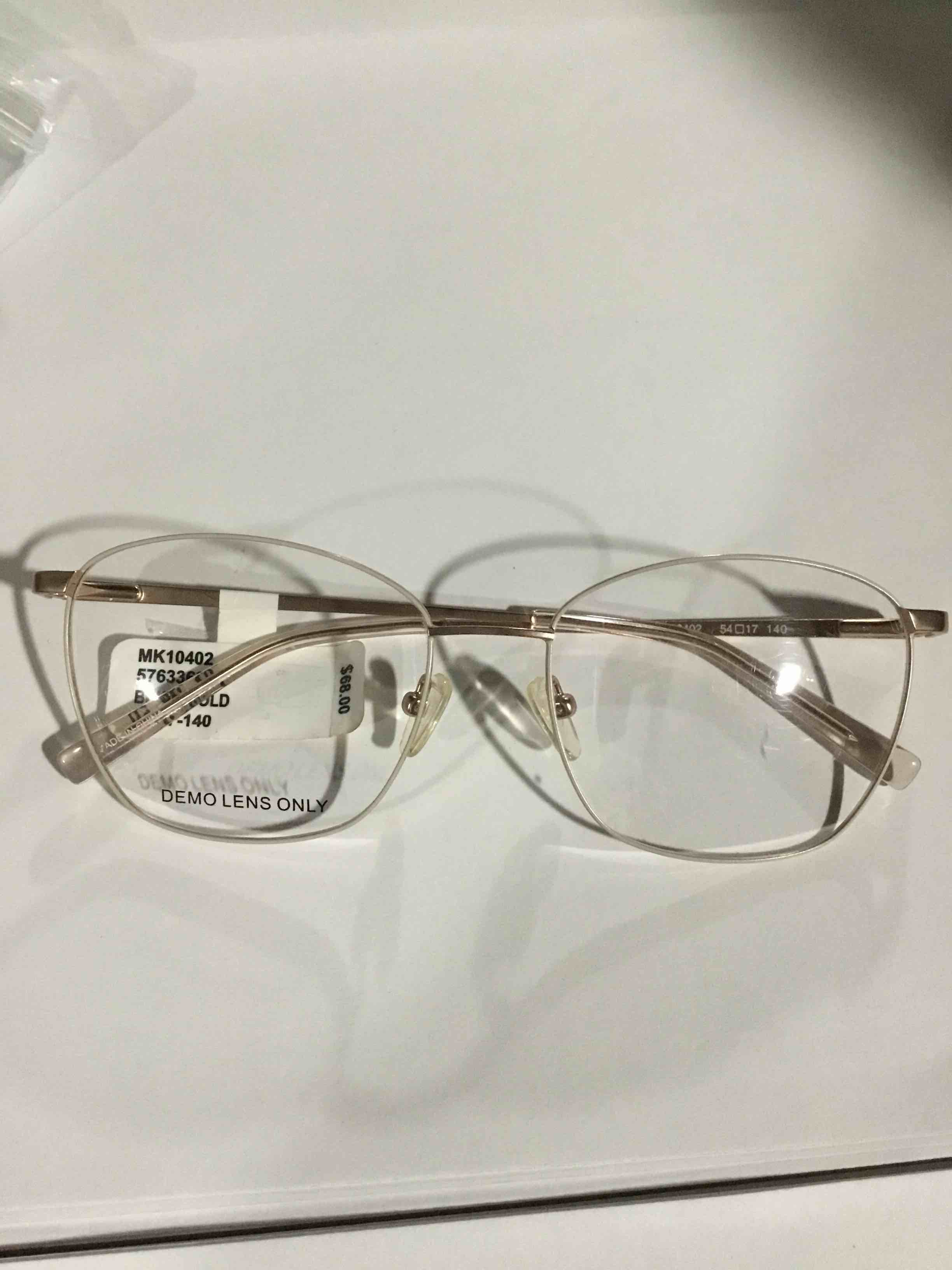 Condition photo showing New/Like New for Walmart Women's MK10402 Square Prescription Eyeglasses with Case, Gold