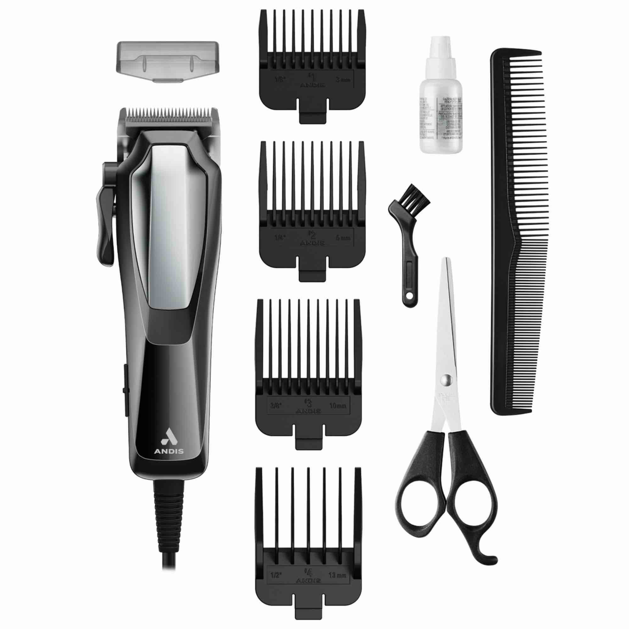 andis ultra clip corded 10-piece clipper kit black / silver