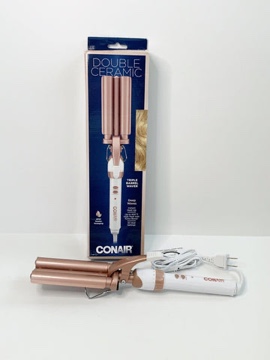 Conair Double Ceramic Triple Barrel Curling Iron Hair Styling Waver Rose Gold (OPEN BOX) CONAIR DOUBLE CERAMIC TRIPLE BARREL CURLING IRON HAIR STYLING WAVER ROSE GOLD (OPEN BOX)