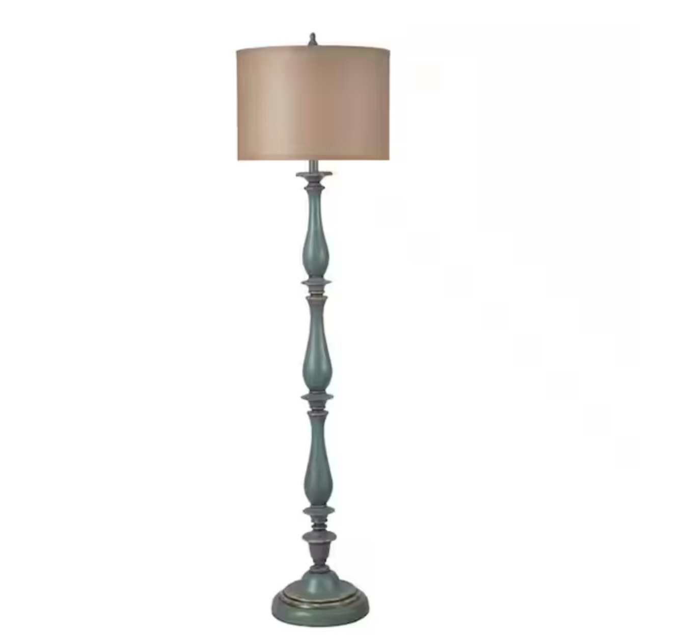 61 in. Distressed Blue Floor Lamp with Taupe Hardback Silk Shade