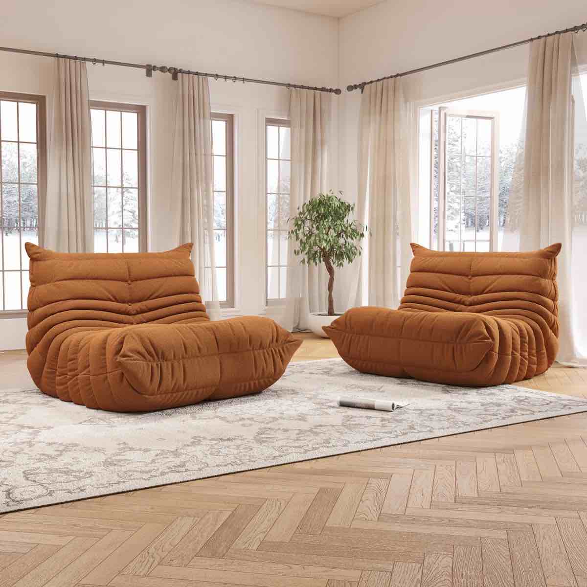 38" Wide Teddy Fabric Bean Bag Chair, Plush Memory Foam Floor Sofa for Living Room, Bedroom or Game Room, No Assembly Required