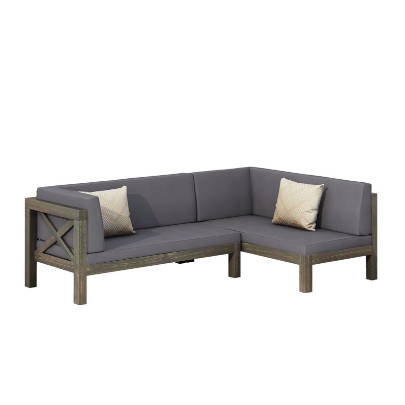 Suvada 58.25" Wide Outdoor L-Shaped Patio Sectional with Cushions