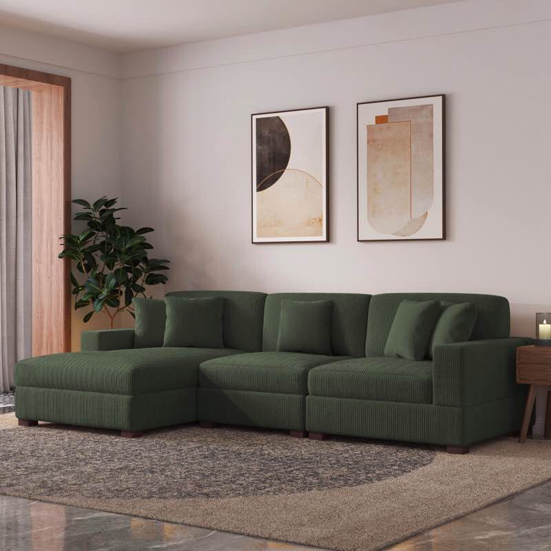Milbrey 3 - Piece Corduroy Modular Sectional Sofa