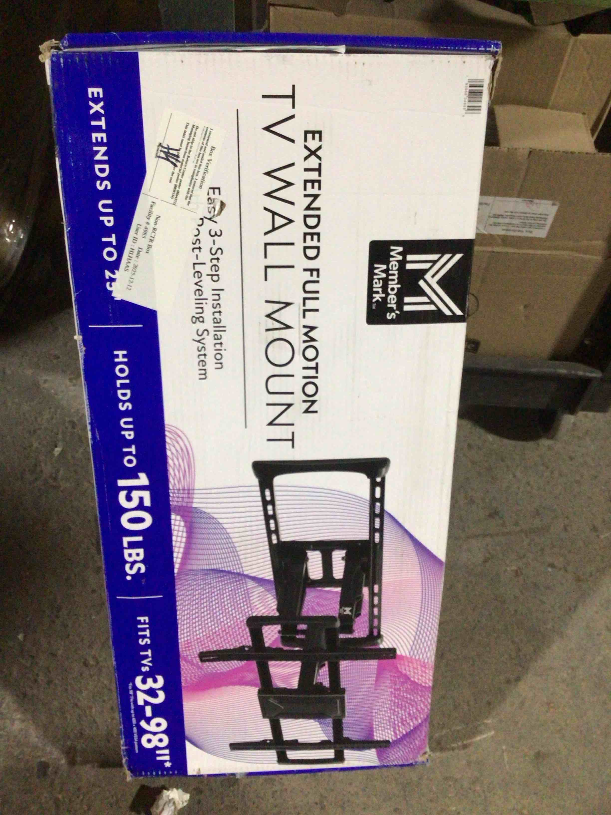 Member's Mark Full Motion Extended TV Wall Mount with Articulating Dual Swivel Arms for 32"-100" TVs