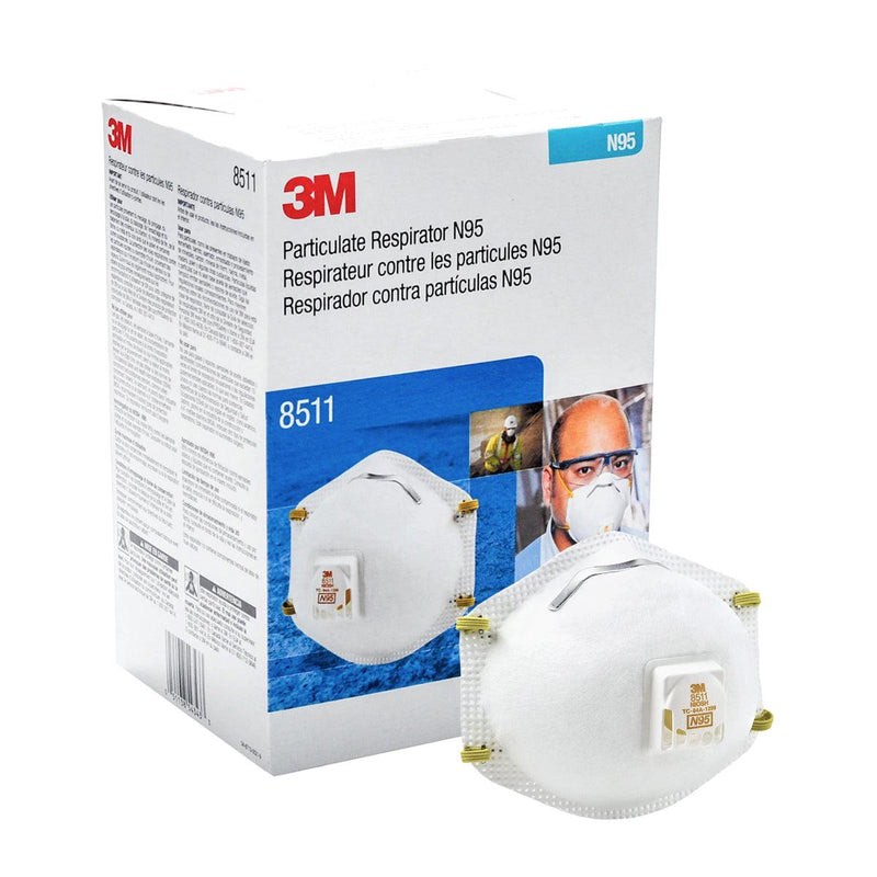 3M Cool Flow Valve Respirator 8511  N95  White  10 Masks