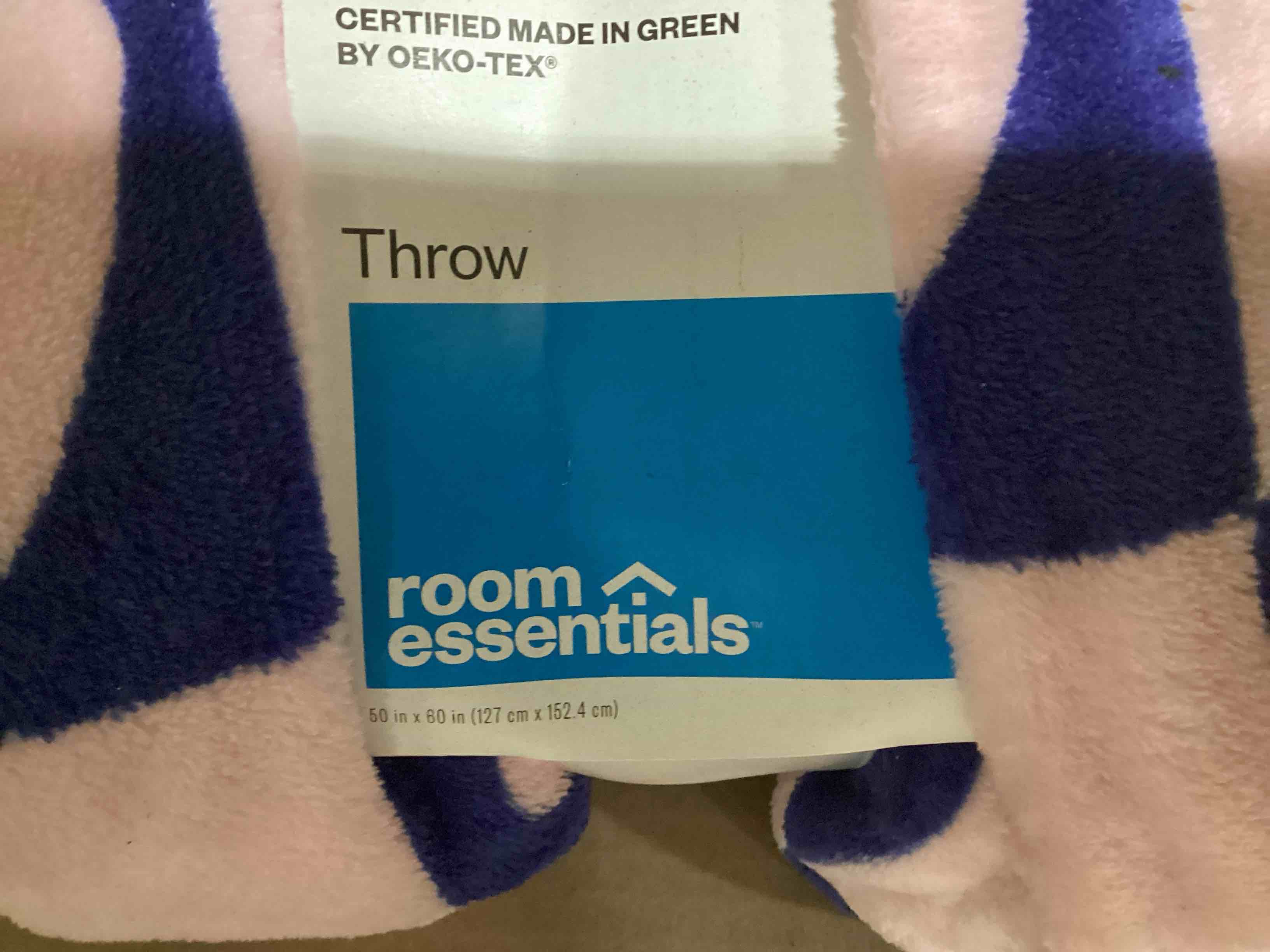 Condition photo showing New/Like New for Recycled Poly Printed Heart Check Plush Throw Pink/Blue - Room Essentials™