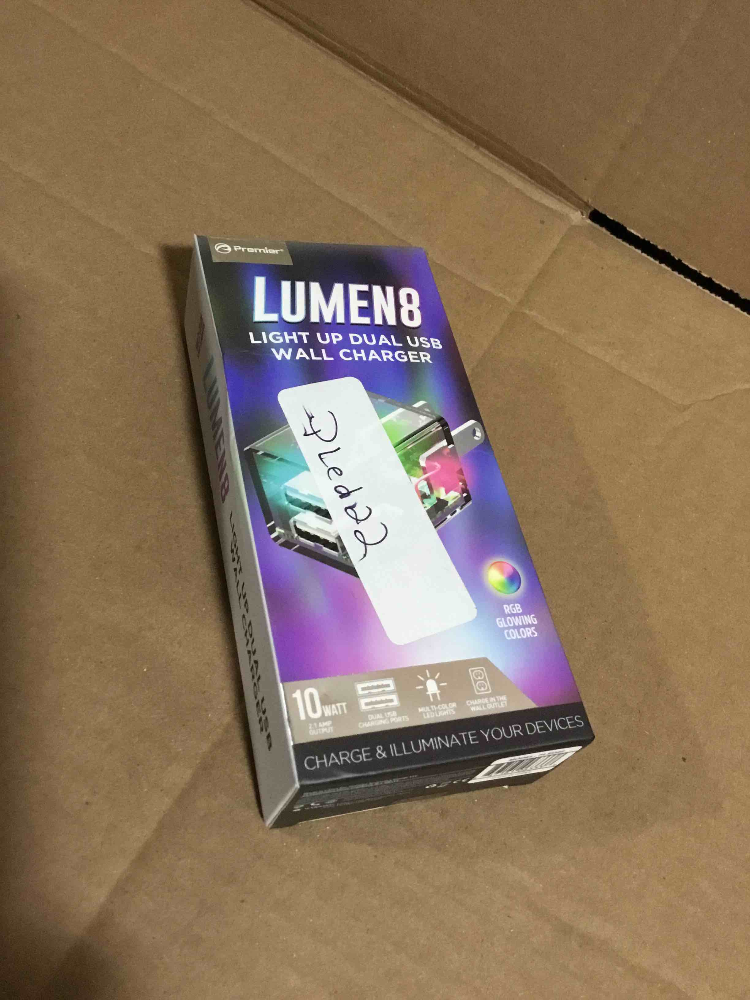 Condition photo showing Brand New for Lumen8 Light Up Dual USB Wall Charger