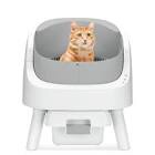 Auto Scooping ll Self Cleaning Cat Litter Box, white and grey