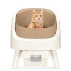 Auto Scooping ll Self Cleaning Cat Litter Box, beige and brown