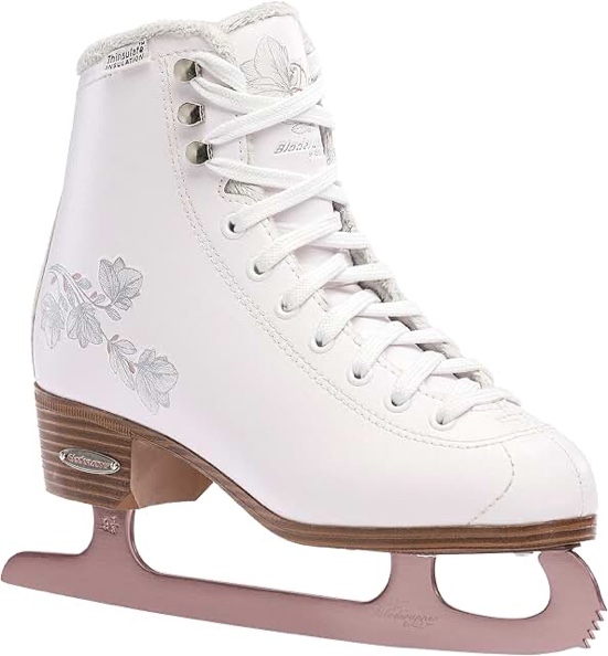 rollerblade bladerunner ice diva women's adult figure skates, white and rose gold, ice skates
