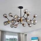 egm 20-light black modern chandelier, 53 inch mid century sputnik ceiling light fixture with g9 bulb