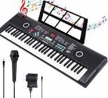 keyboard piano, 61 key electric piano keyboard for beginners and kids, with microphone, power supply