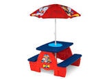 delta children 4 seat activity picnic table with umbrella and lego compatible tabletop, paw patrol