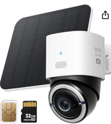 *factory sealed still* eufy Security 4G LTE Cam S330, 4K Cellular Solar Security Cameras Wireless Outdoor, Pan and Tilt, 4G and Wi-Fi Duo-Mode, AI Tracking, with SIM Card and 32GB SD Card, No WiFi, No Problem