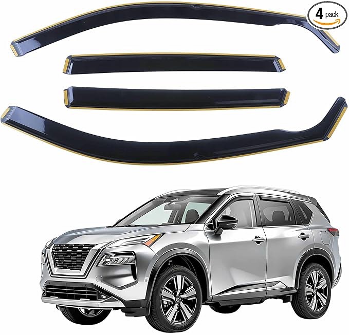 in-channel rain guards for nissan rogue 2021-2024 | gloss black,car accessories,window deflectors, vent deflector,4 pcs