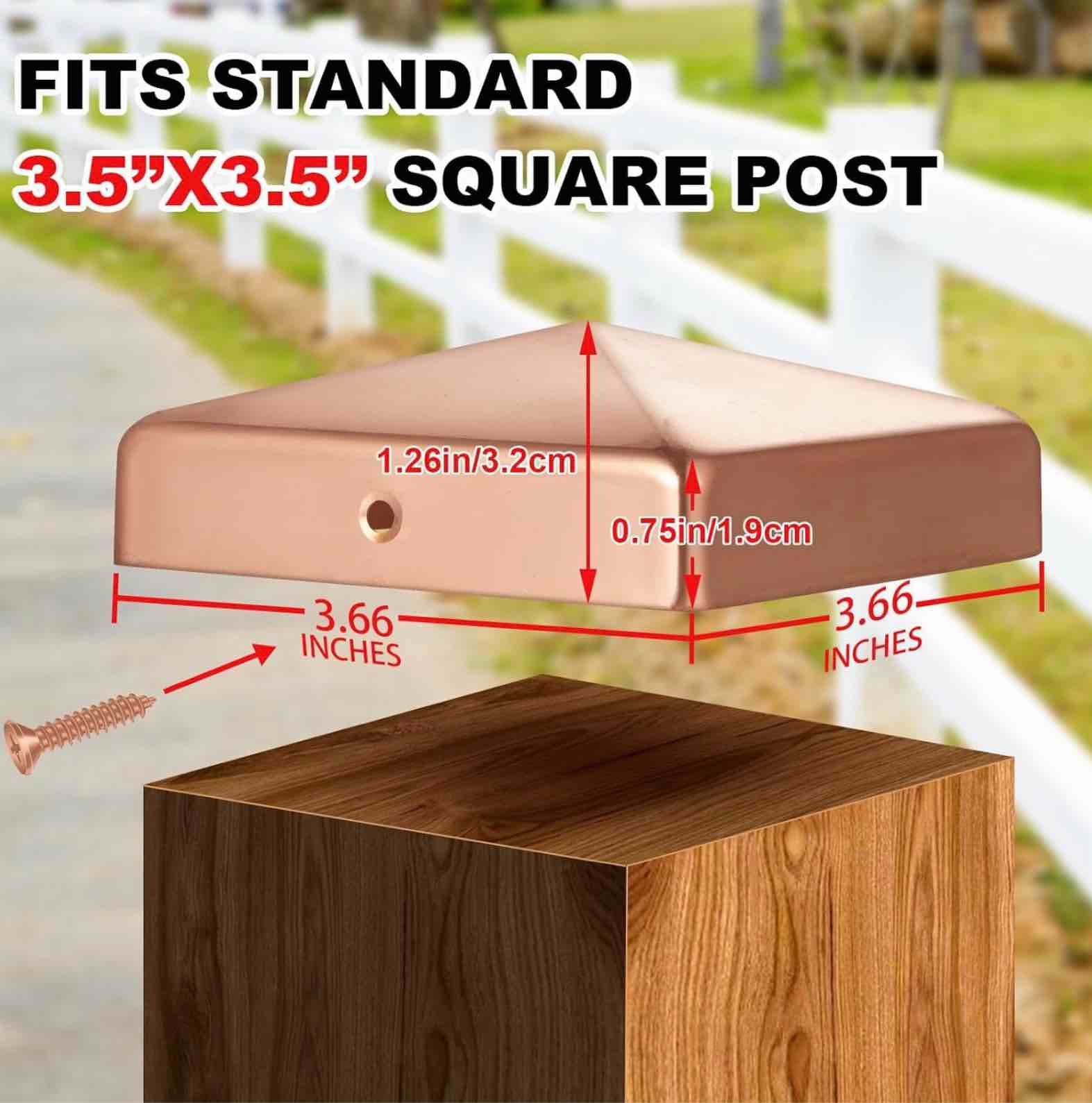 tandefio 4 pcs 4x4'' solid copper post caps fence pyramid decking caps with screw for metal wood cedar fence deck corridors mailbox posts end cover 4x4'' 4