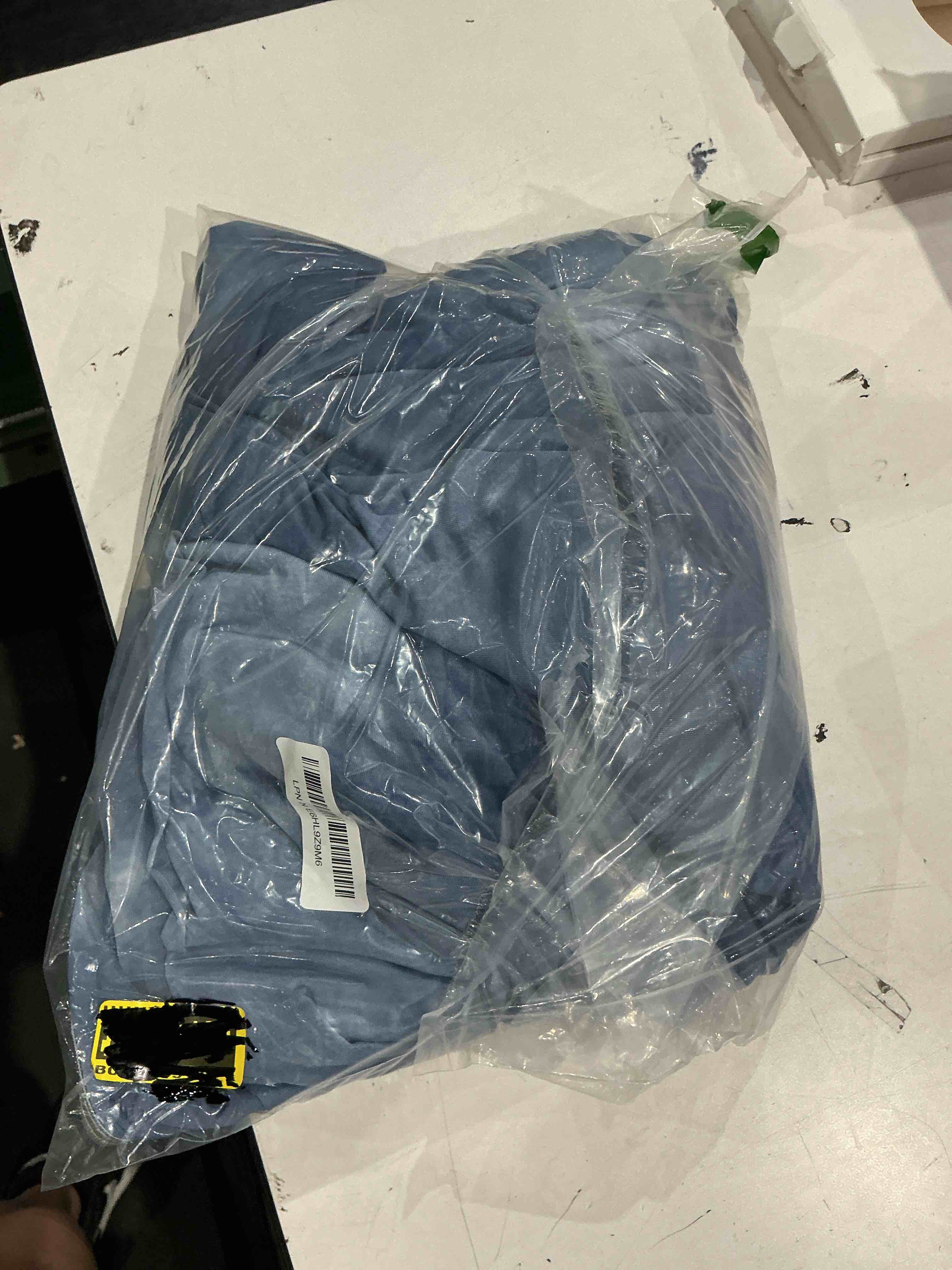Condition photo showing As Is for inhand cooling blanket queen size (90\"x90\"), cooling blankets for hot sleepers, absorbs heat to keep adults cool for summer nights sweats, thin cold lightweight blanket for couch bed, all season use navy queen-90\"x90\"
