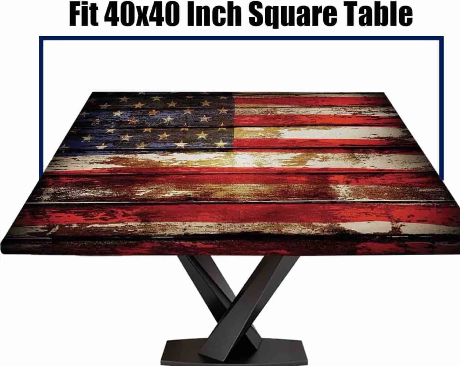 dunhuang art wooden texture square fitted tablecloth, elastic edge, waterproof elastic table cover for 40\"x40\" table, wooden texture wooden texture -60 40\" x 40\" (square)