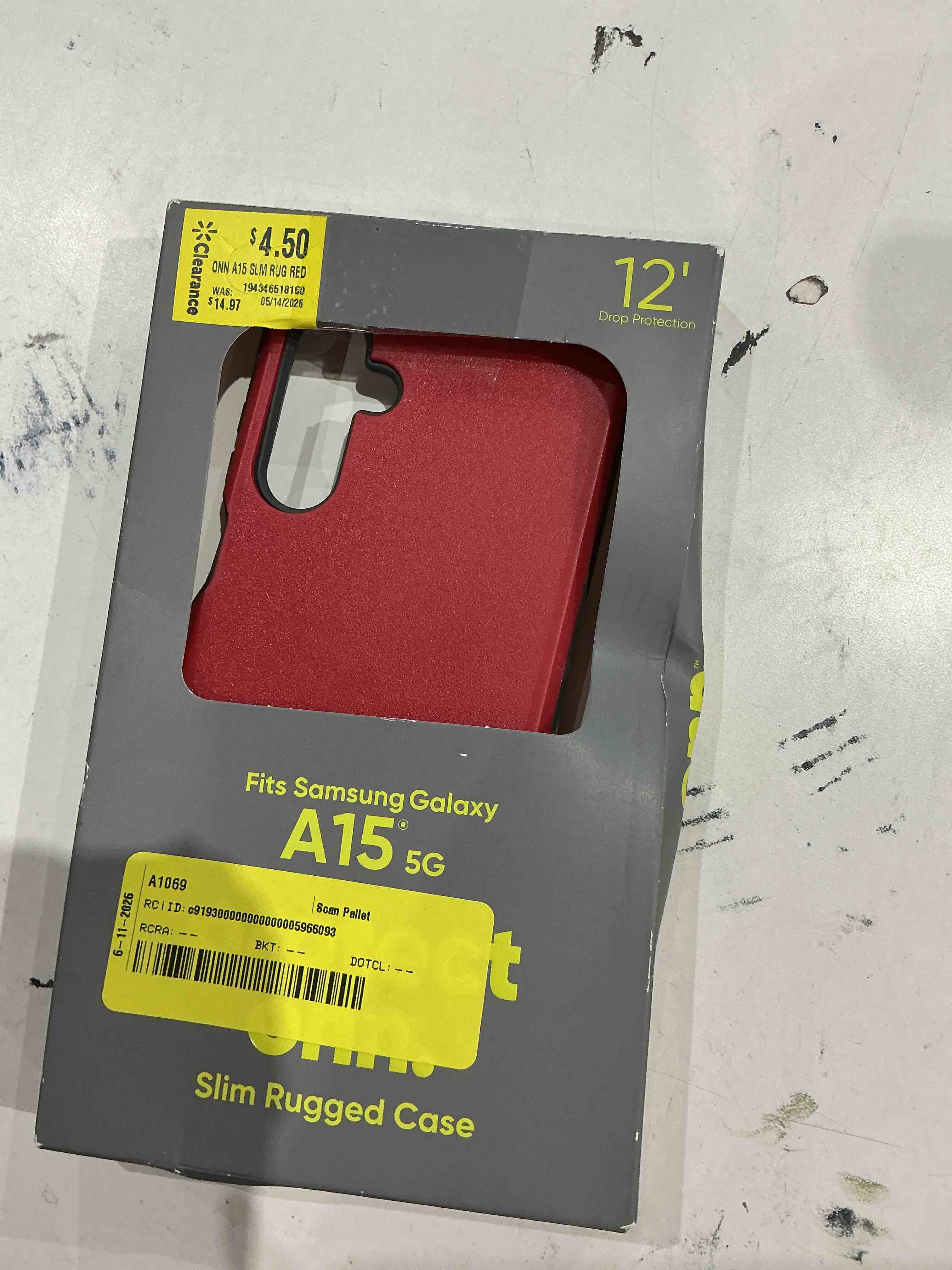 onn rugged phone case for samsung galaxy a15 5g, slim rugged case, red