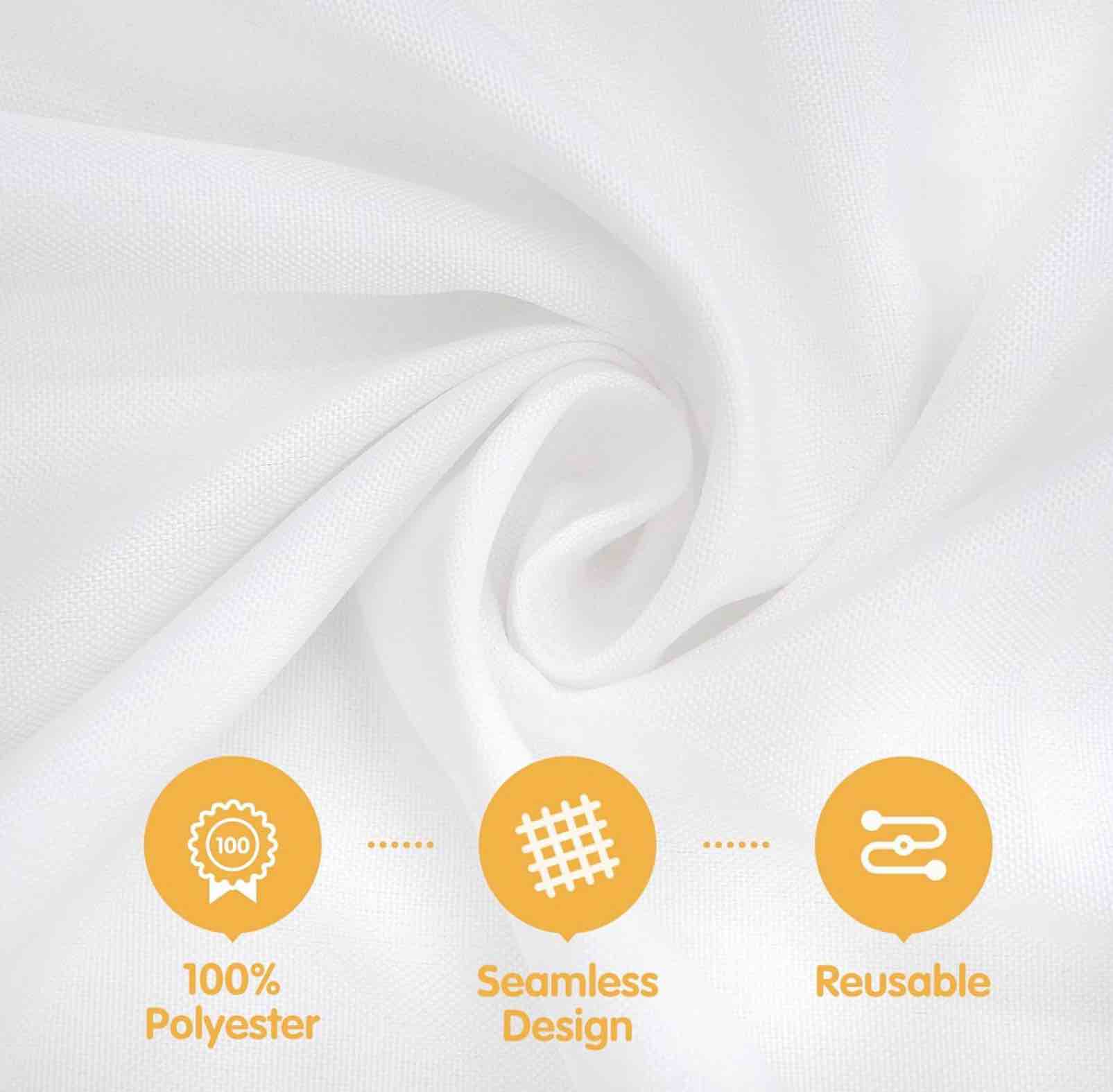 brillmax 4 pack white tablecloths 90 x 156 inch for 8ft rectangle tables - 150 gsm polyester fabric, floor length drop, water, stain & wrinkle resistant cloth cover for wedding reception banquet white 90x156 in, 4 pack