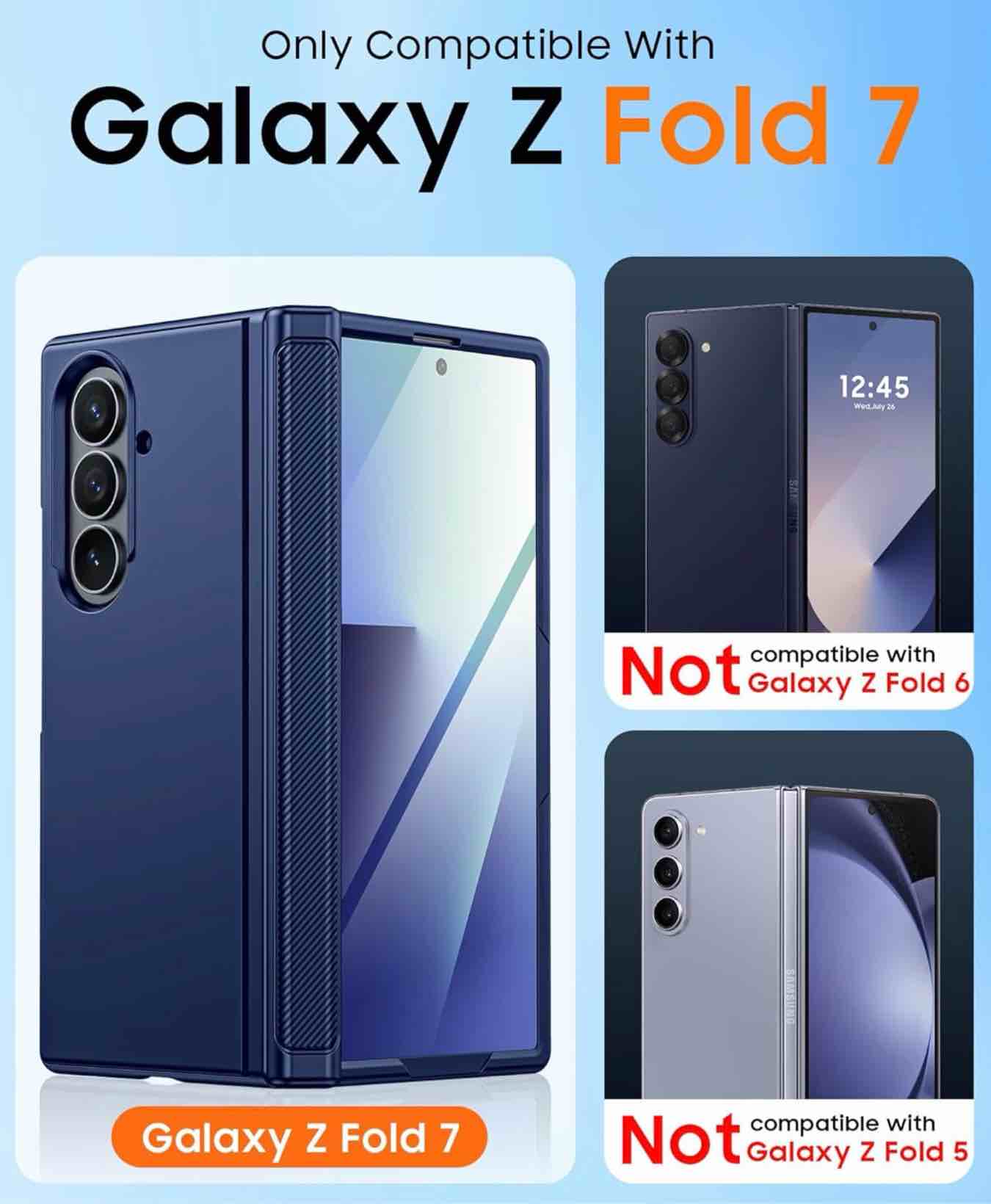 cenmaso magnetic for samsung galaxy z fold 7 case with stand, fit for magsafe, hinge protection, screen protector, built-in hidden kickstand, slim shockproof phone case for galaxy z fold 7-blue