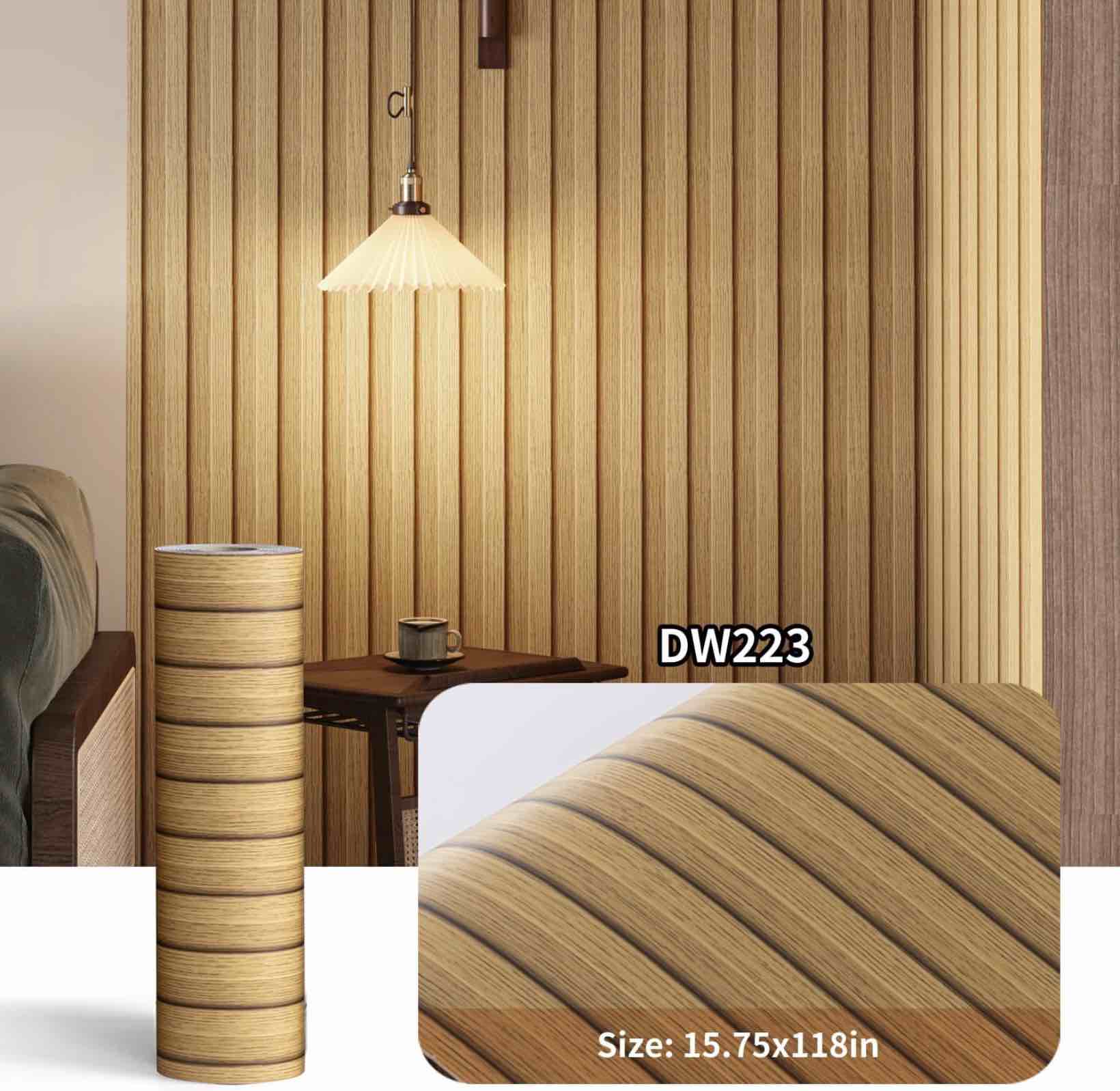 haimin wood grain slat wall panels peel and stick faux wood thick wallpaper 118\"x15.75\" waterproof pet & ixpe foam paneling (yellow oak)