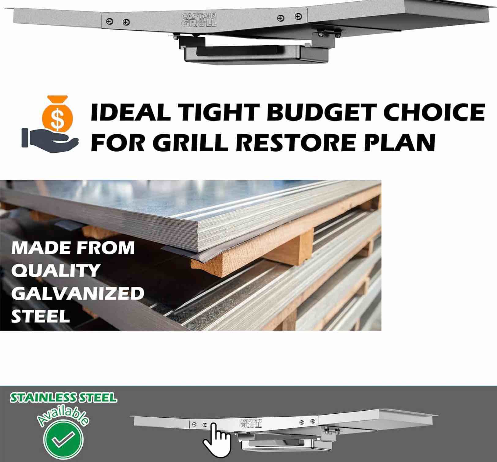 captaingrill grease tray with catch pan - dyna glo grill replacement parts, universal drip pan for 4/5 burner gas grill models from dyna glo, nexgrill, expert grill, kenmore, bhg and more (24\"-30\")