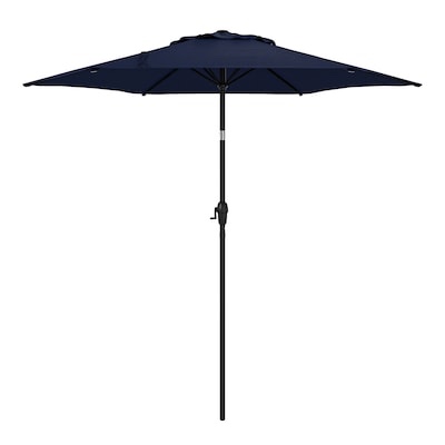 style selections 7.5-ft steel navy push-button tilt market patio umbrella