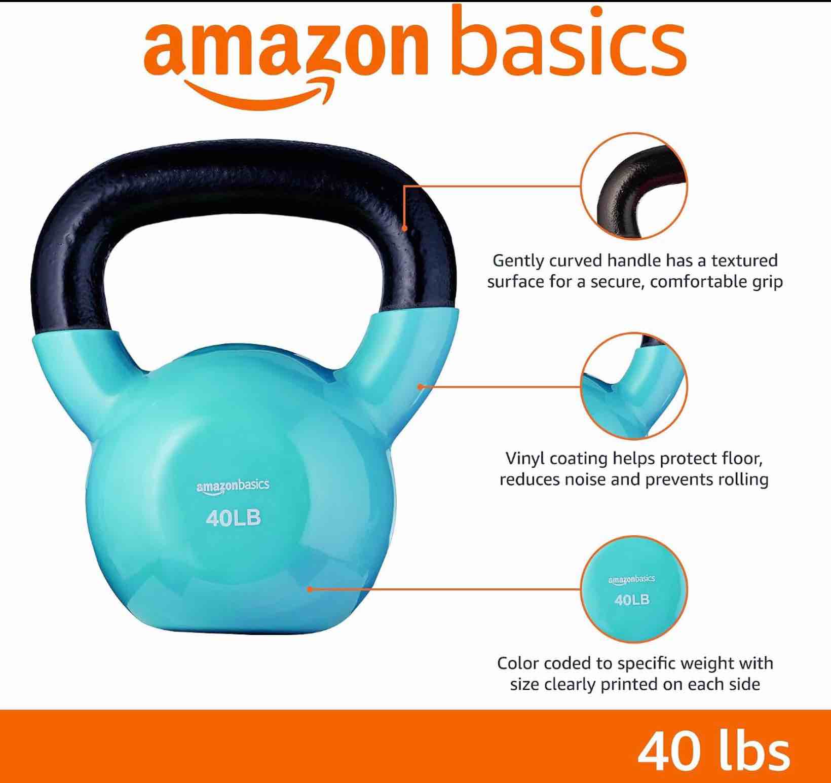 amazon basics vinyl kettlebell 40 pounds