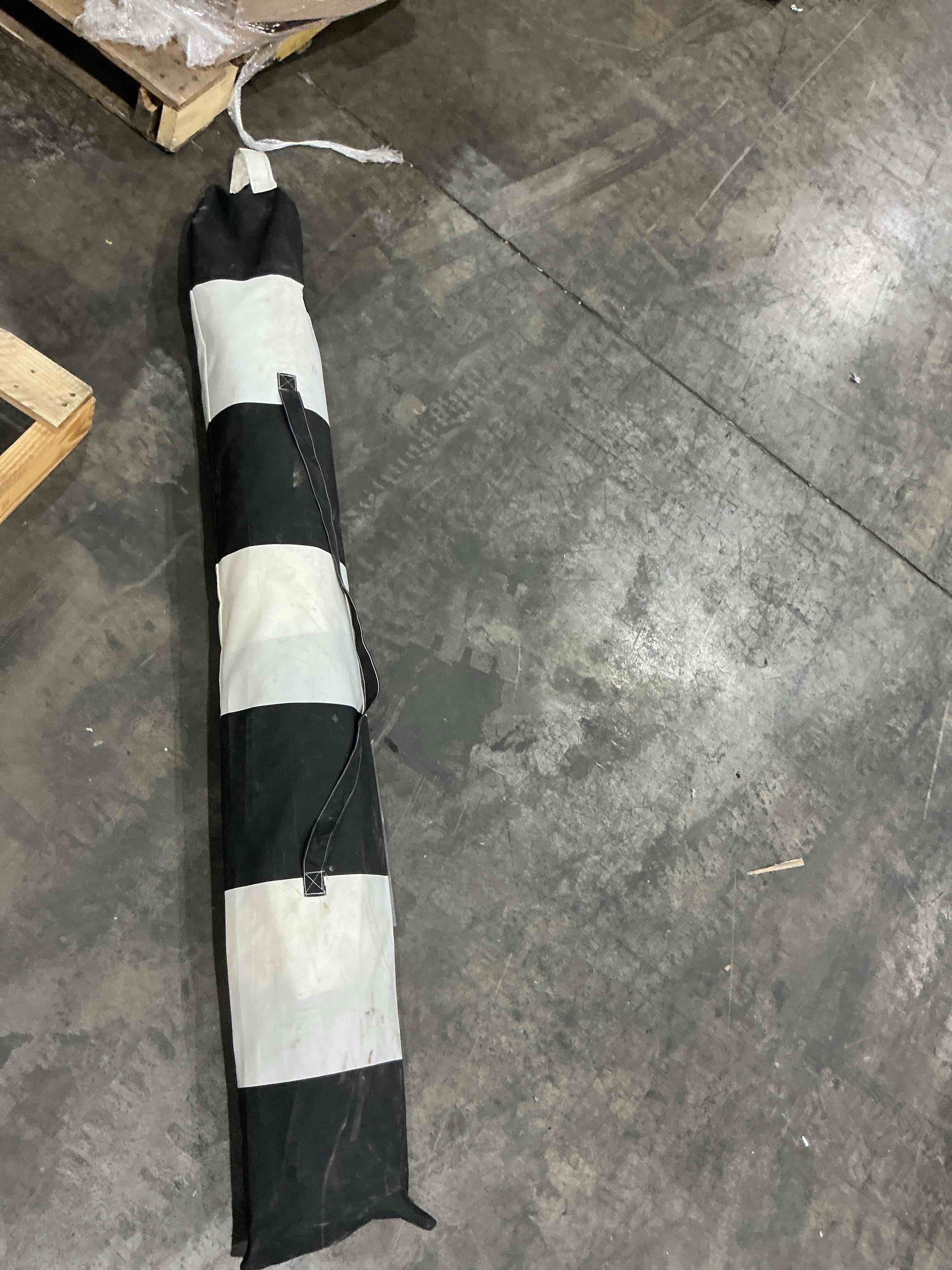 Condition photo showing As Is for allen + roth 9-ft aluminum black auto-tilt market patio umbrella