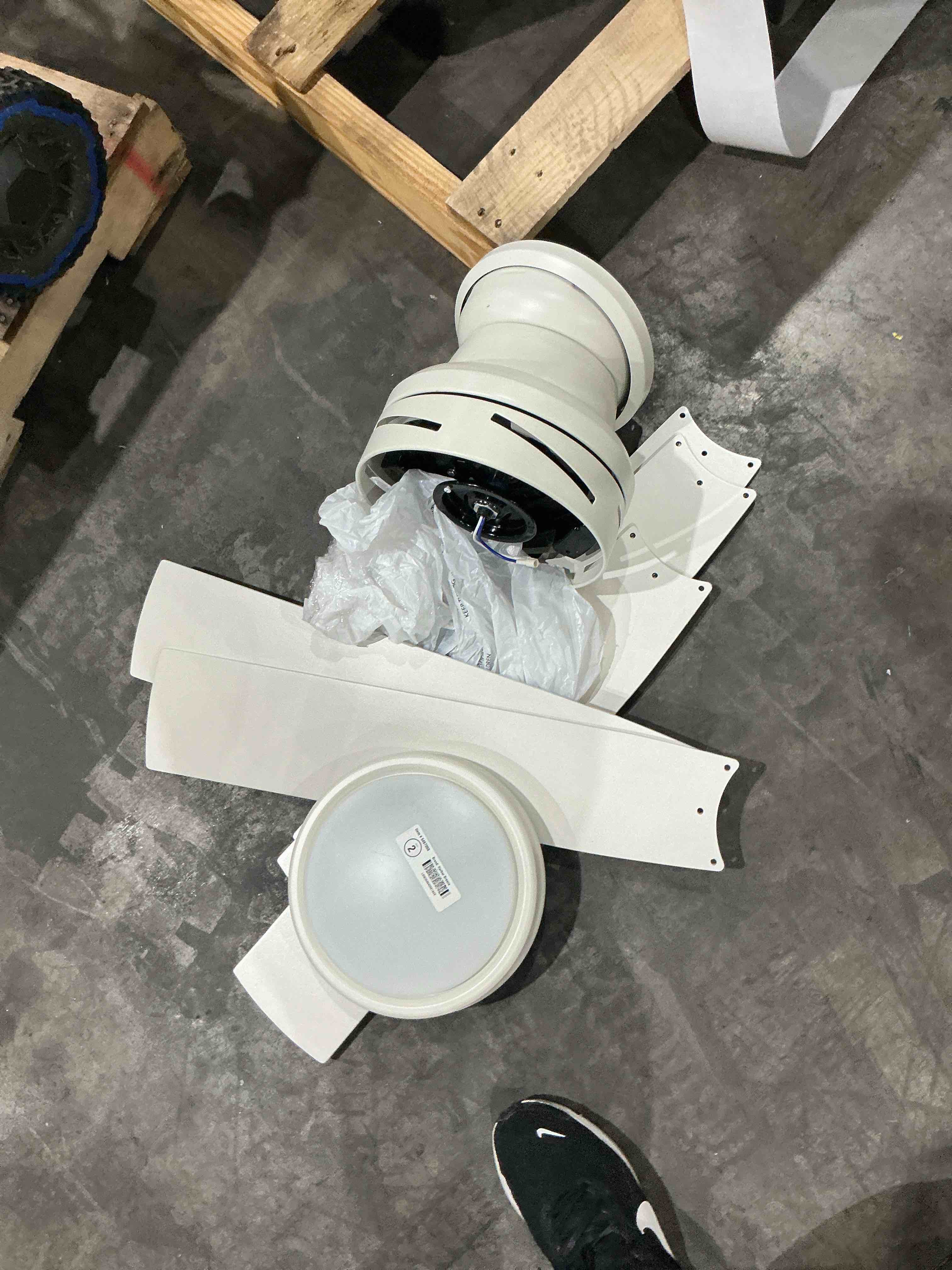 Condition photo showing As Is for harbor breeze calverton 52-in white led flush mount ceiling fan with light and remote control