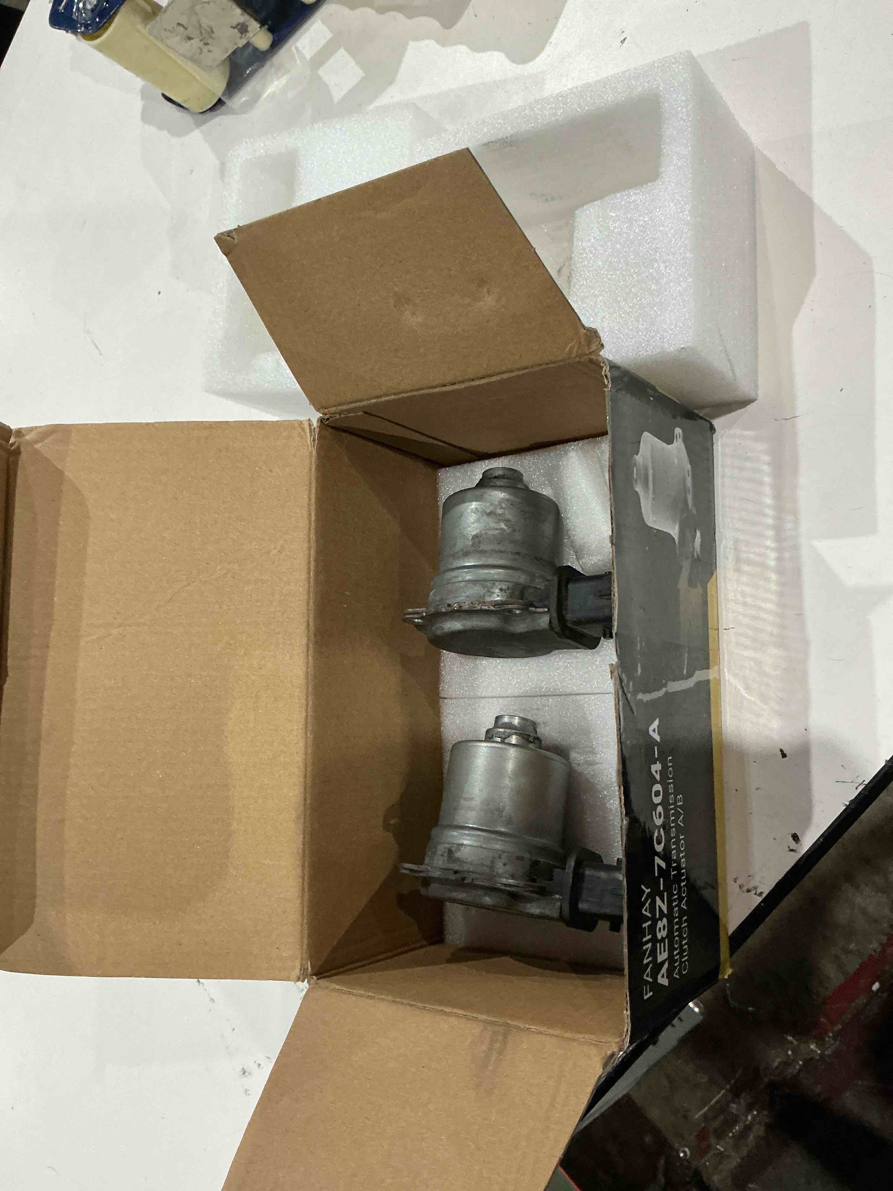Condition photo showing As Is for 2pcs ae8z-7c604-a automatic transmission clutch actuator a/b for 2012-2018 ford focus se sel & 2011-2019 ford fiesta,shift interlock solenoid ae8z-7c604 ae8z7c604a