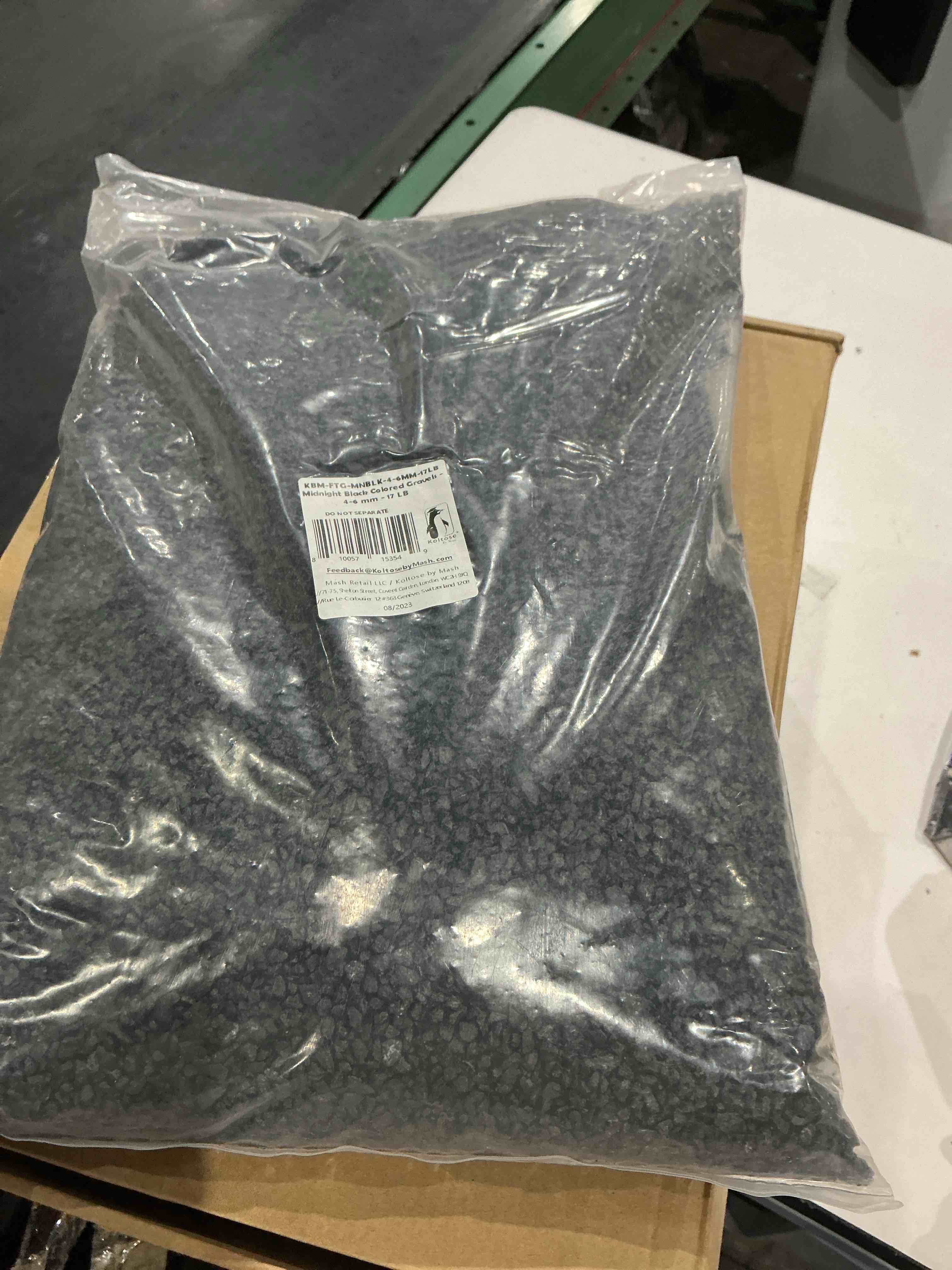 Condition photo showing As Is for black fish tank gravel, 17 lb. bulk black colored aquarium pebbles, fishtank & terrarium gravel, freshwater fish aquarium colorful pebbles, potted plants, decorative aquarium substrate, vase fillers