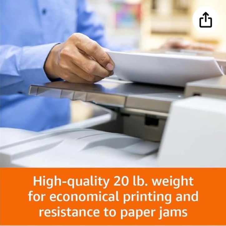 Amazon Basics Multipurpose Copy Printer Paper, 8.5 x 14 Inches, 20 lb, 92 Bright, White, 1 Ream (500 Sheets),