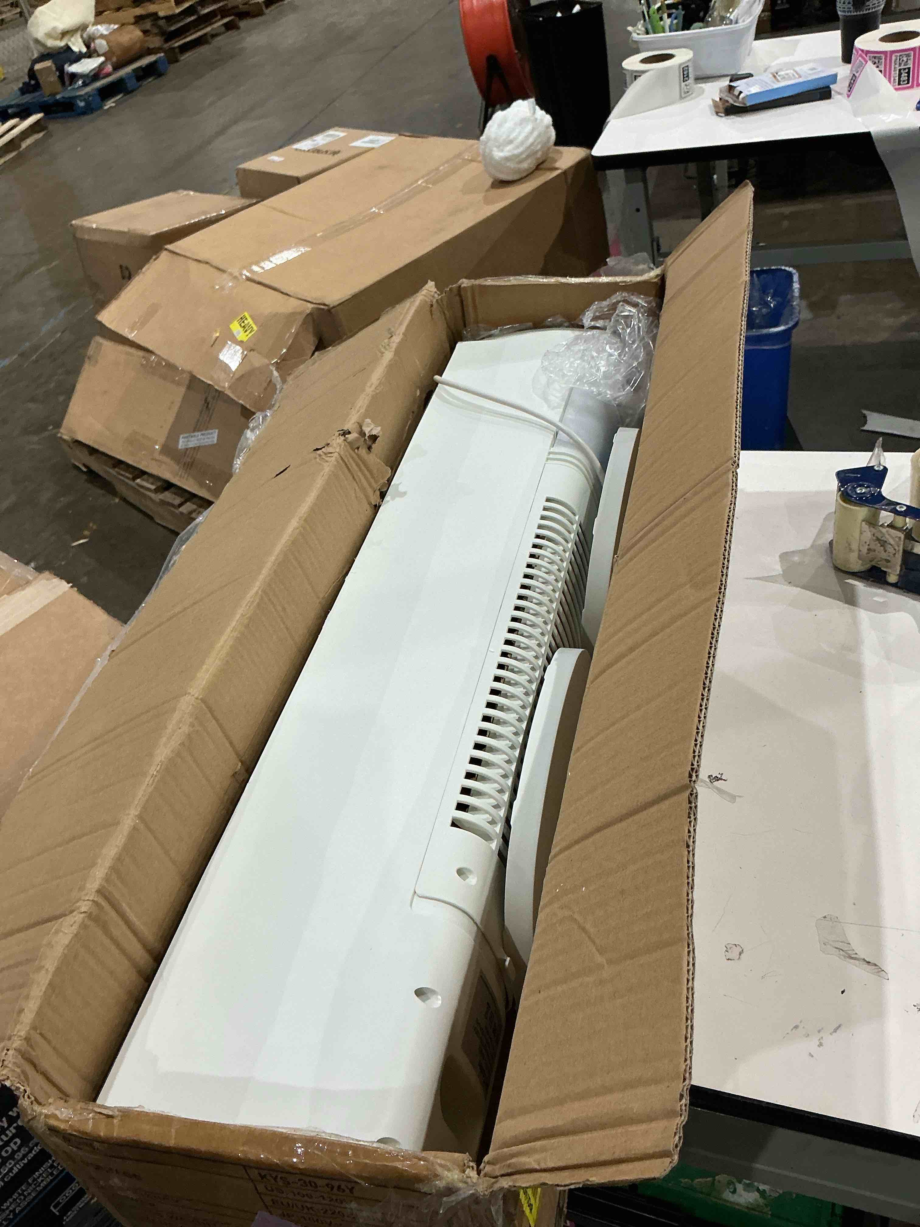 Condition photo showing As Is for tower fan with humidifier, portable air conditioner indoor with 24h timer, evaporative air cooler, remote control, bedroom, office, home