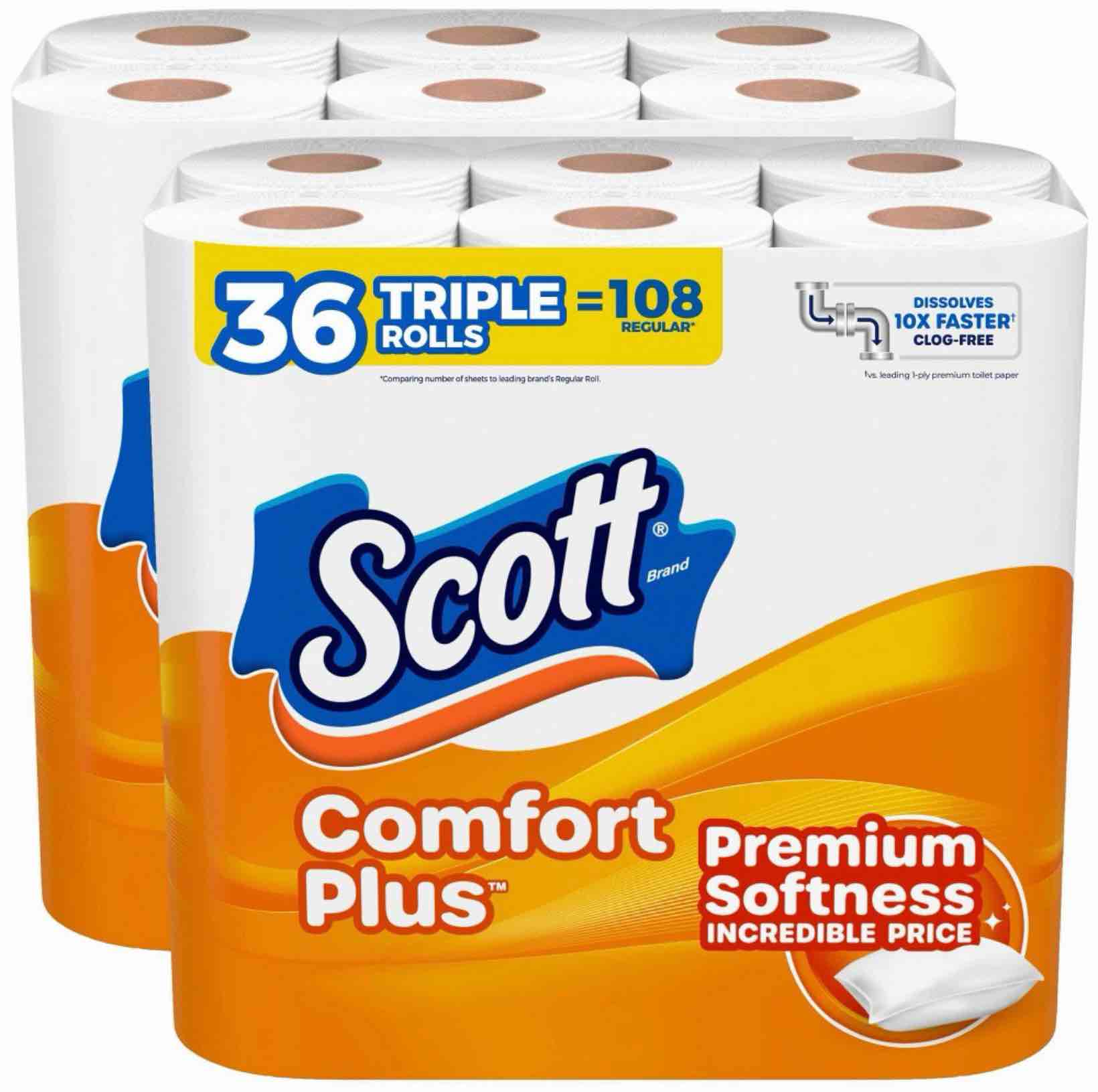 scott comfortplus 1-ply toilet paper - 36 rolls