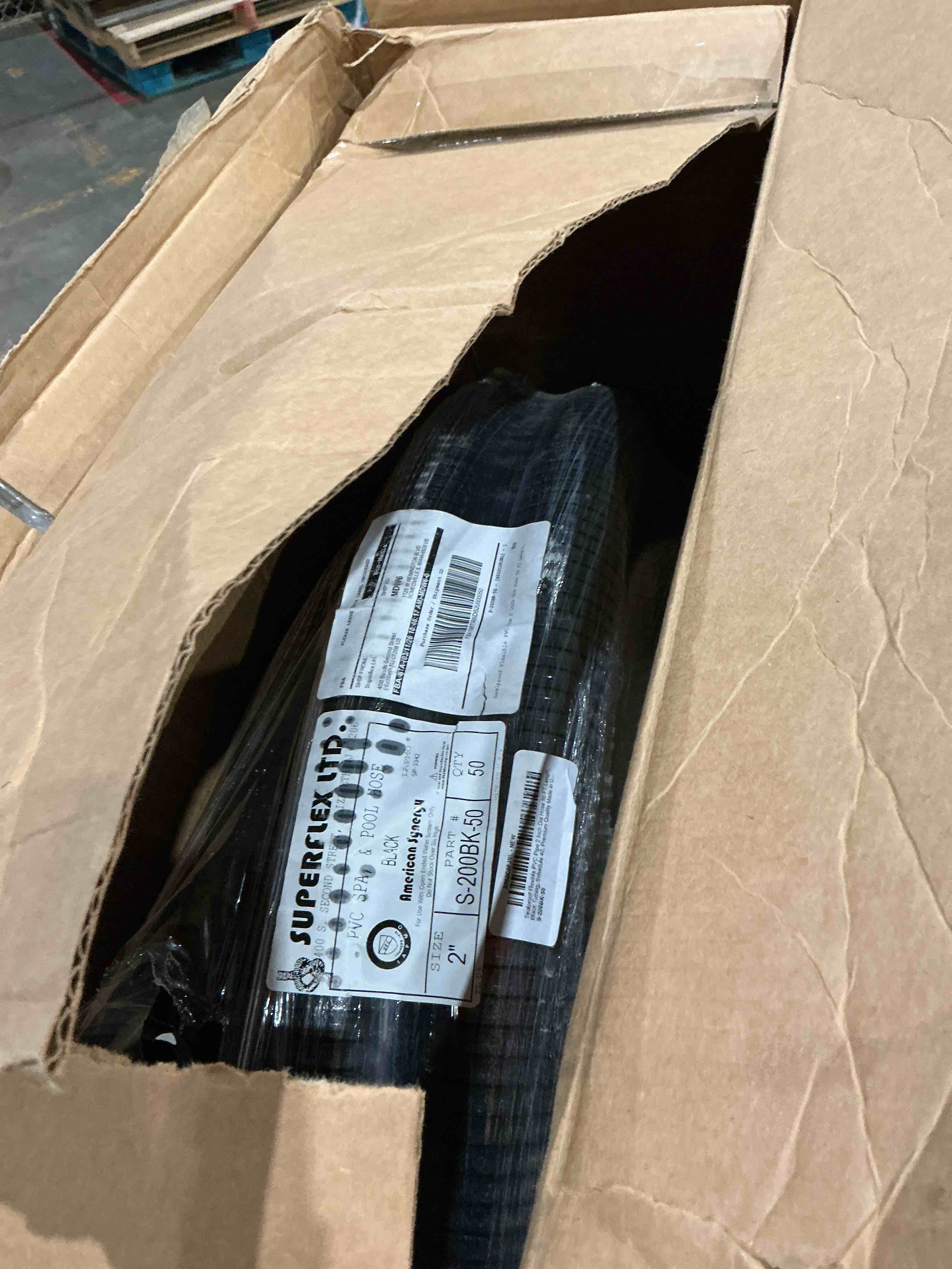 Condition photo showing New/Like New for sealproof flexible pvc pipe 1-1/2 inch dia hose 50 ft length, black tubing, schedule 40, premium quality made in usa
