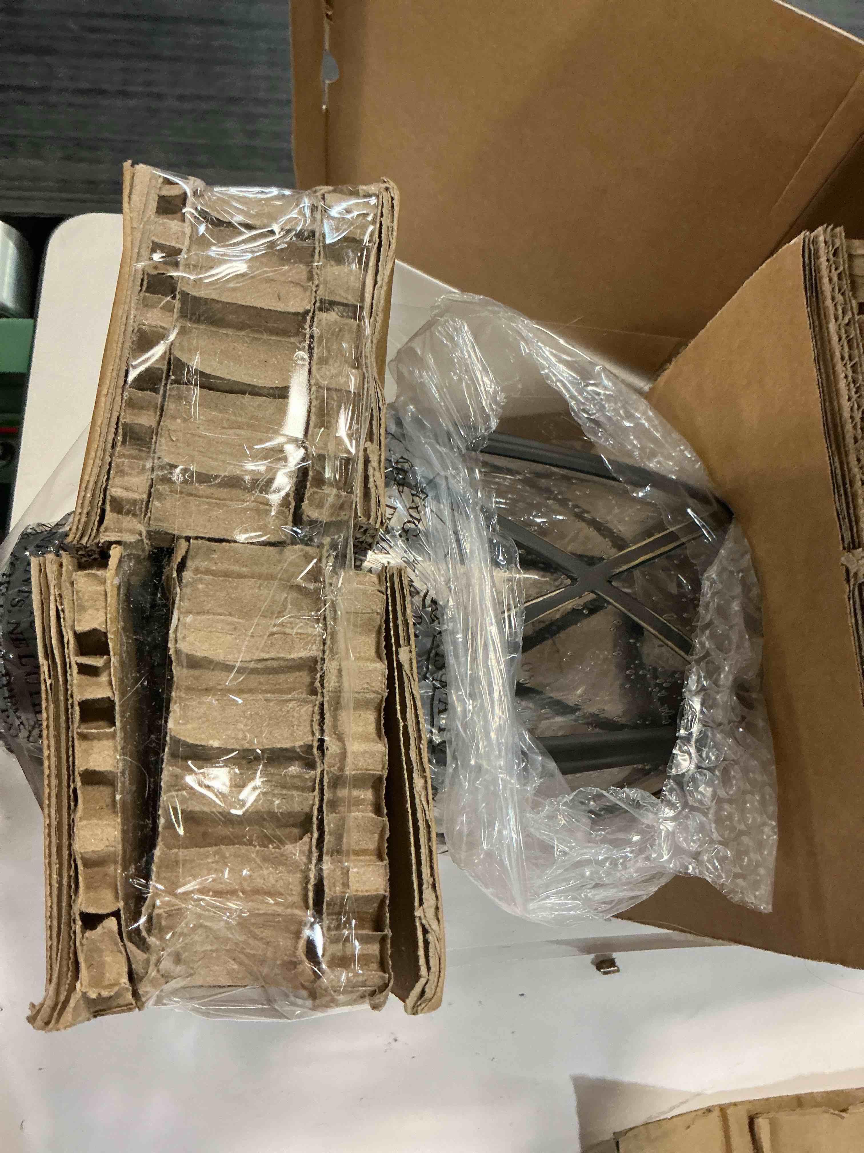 Condition photo showing As Is for  allen + roth castine 1 -light 14.38-in h oil-rubbed bronze hardwired outdoor wall light