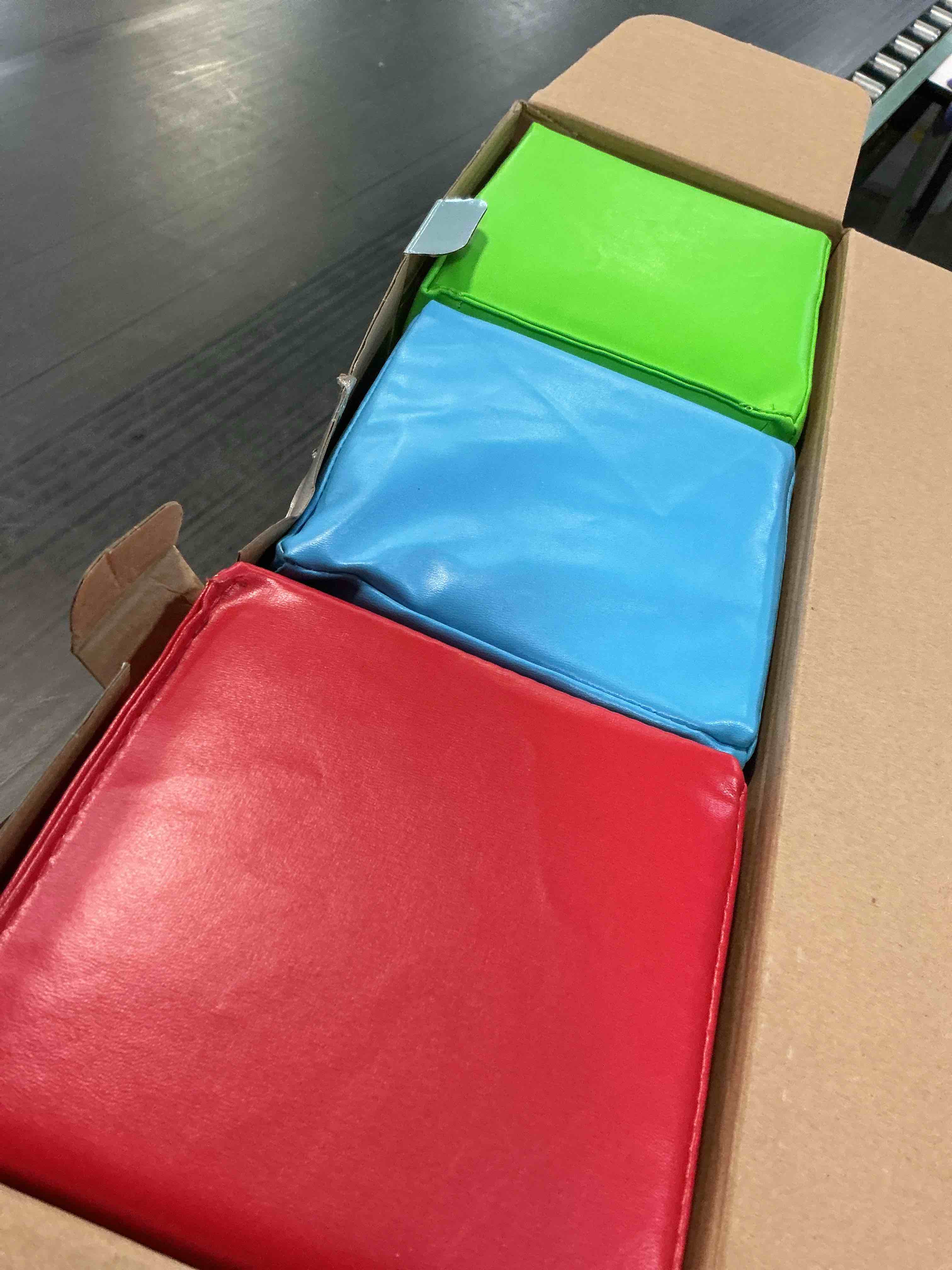 Condition photo showing Good Condition for play day foam blocks soft faux leather multicolor 9 pieces toddler toys