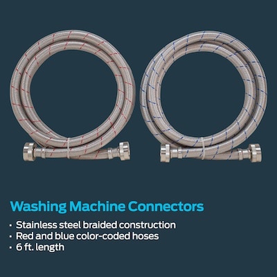 eastman 2 -pack 6-ft 3/4 -in fht inlet x 3/4 -in fht outlet stainless steel washing machine connector